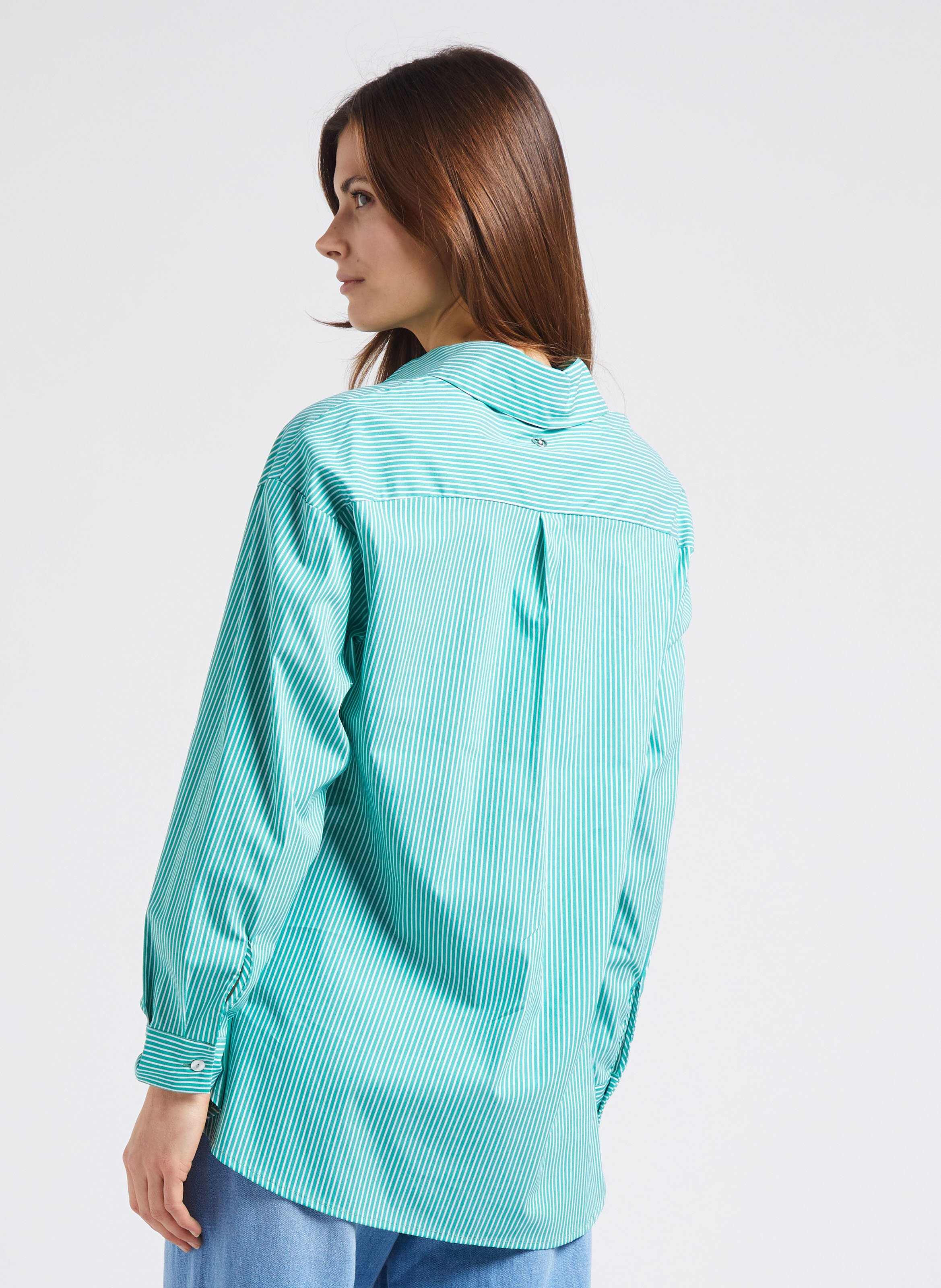 Blouse met klassieke kraag | katoenblend PLEASE Groen