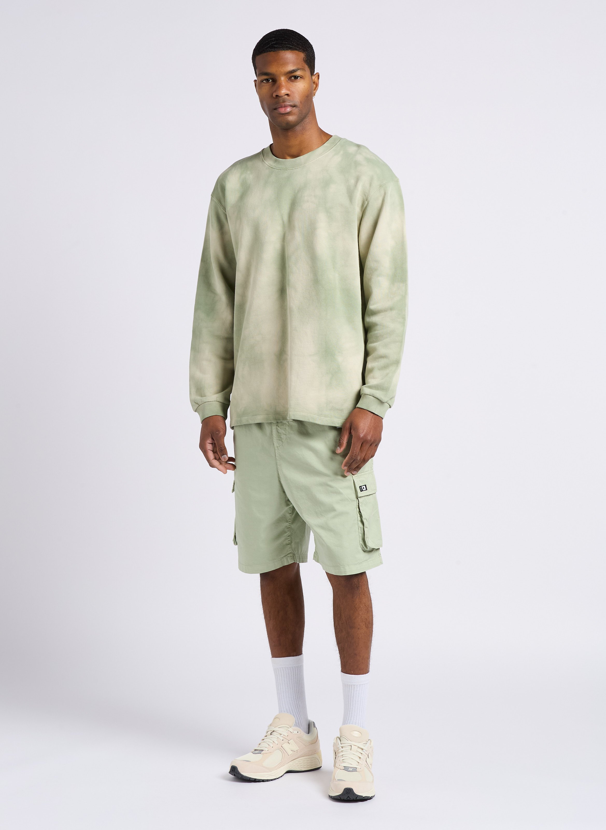 Short cotton twill cargo Beige