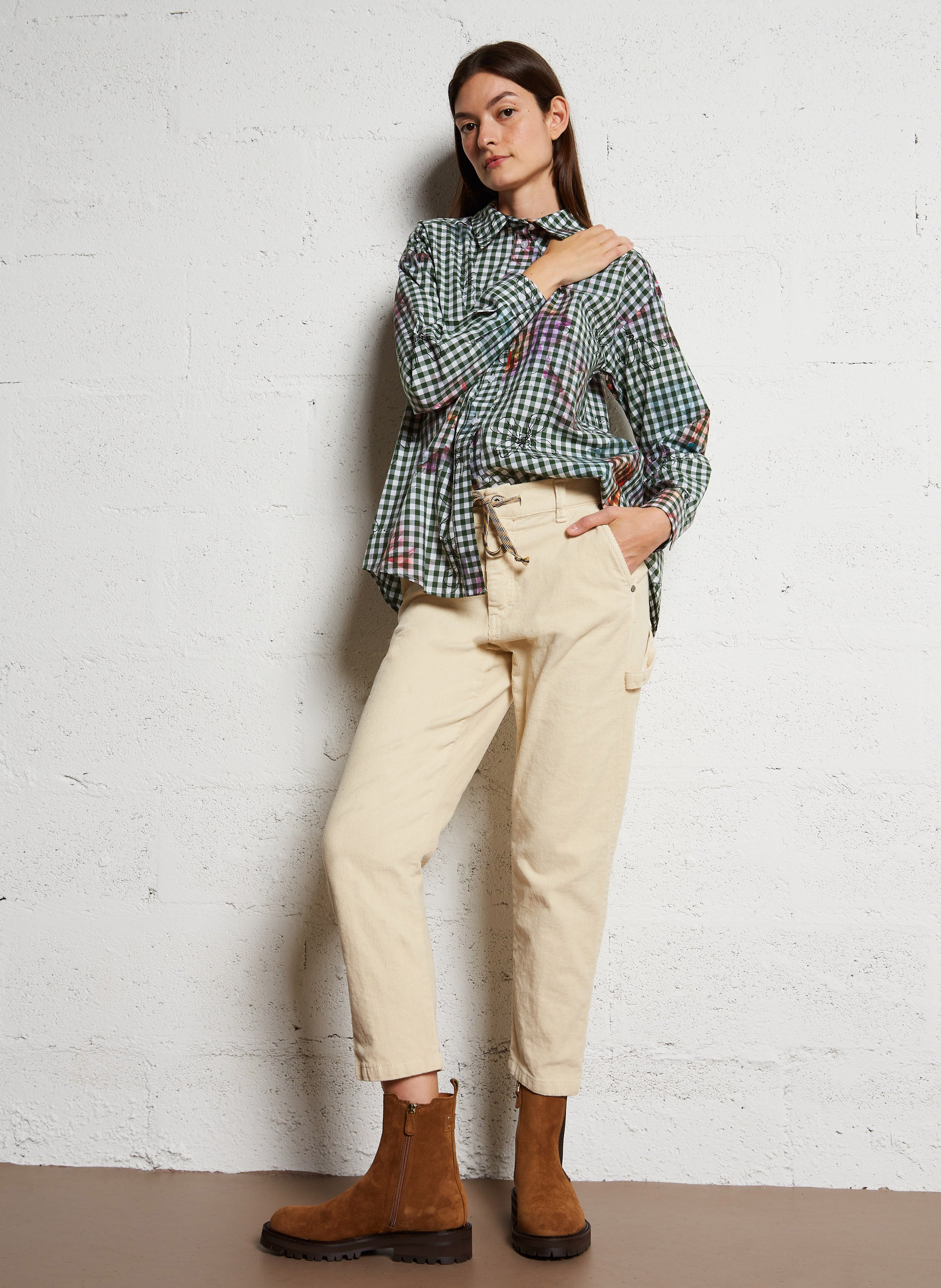 Pantalon droit en coton mélangé PLEASE Multicolore