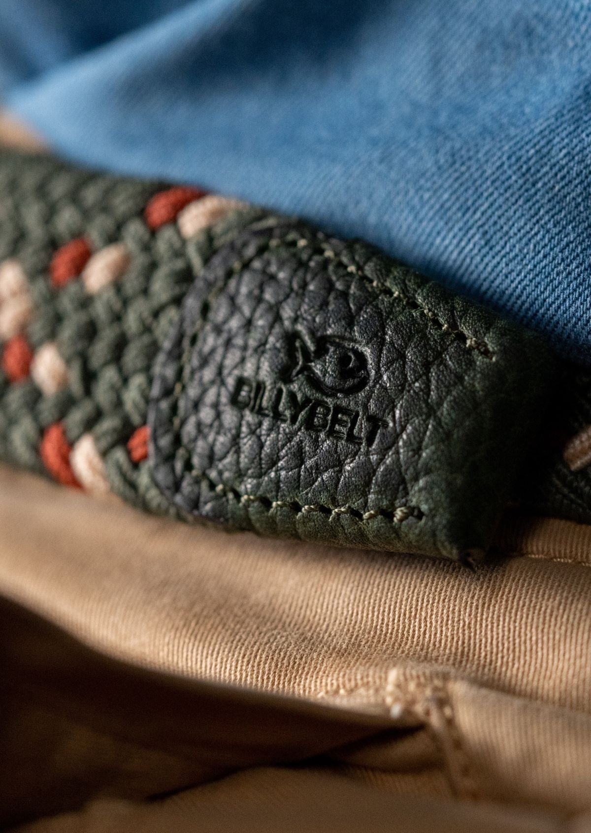 Multicolored braided elastic belt BILLYBELT Green