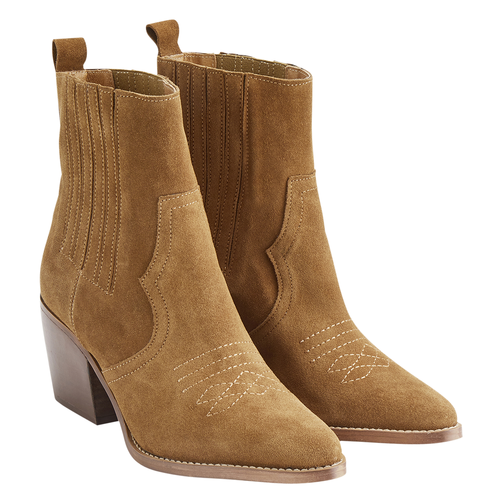 Carey suede heeled ankle boots COSMOPARIS Brown