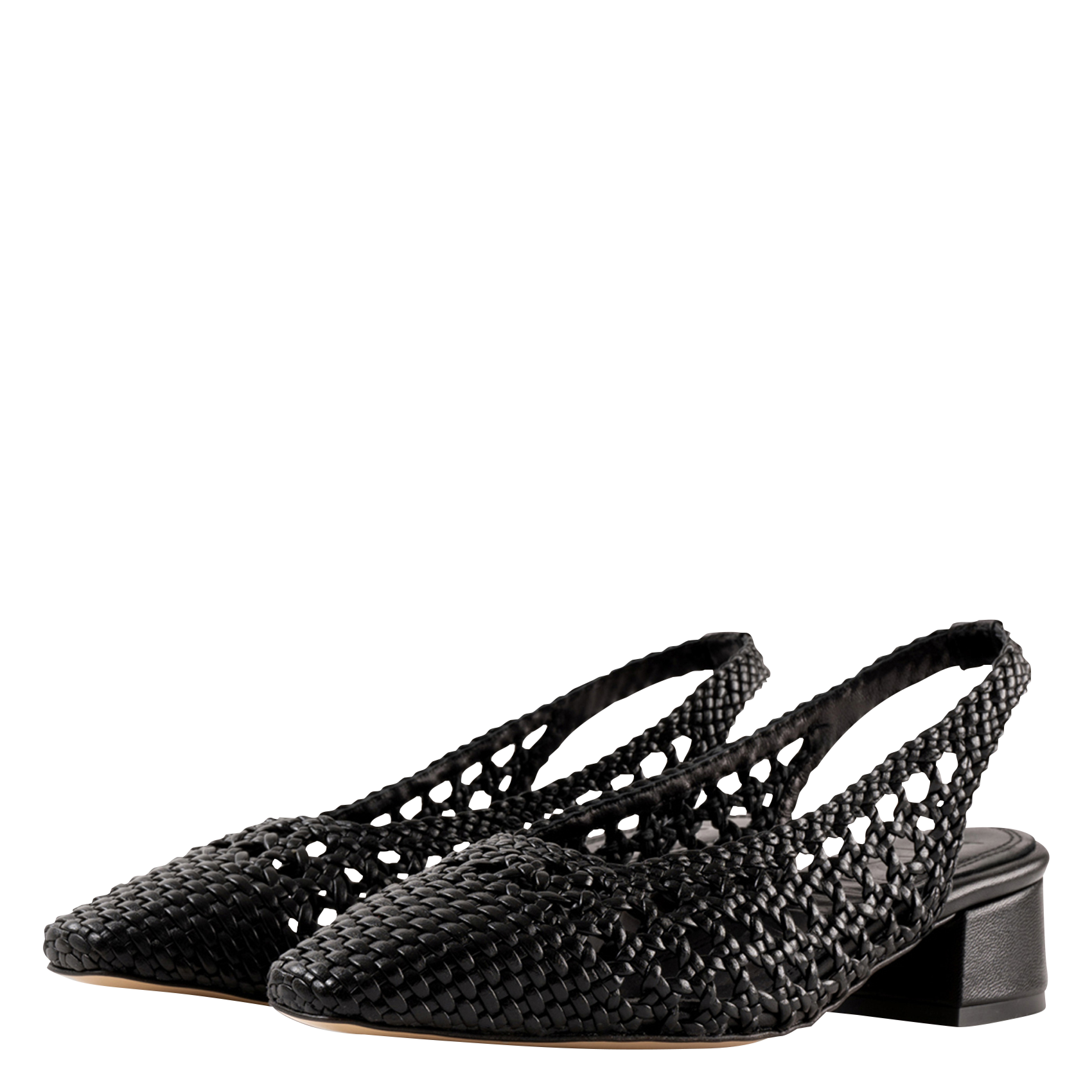 Sandales à talons en cuir tressé SOULIER MARTINEZ Noir