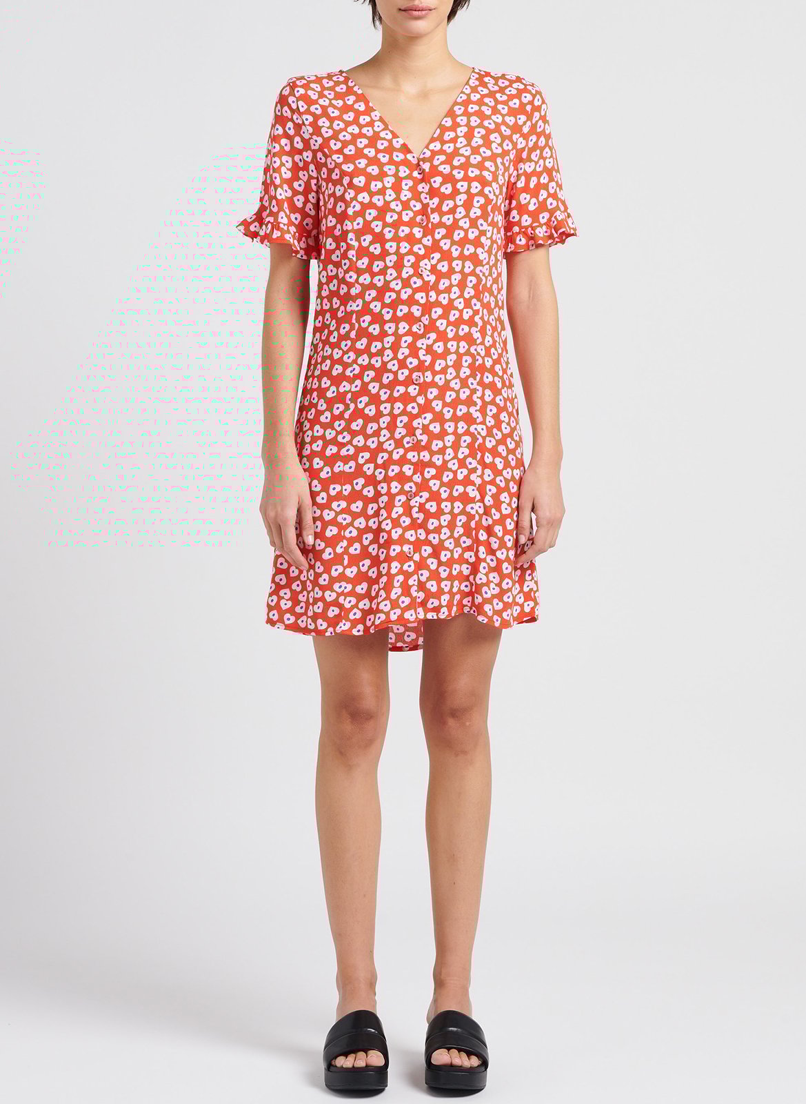 Printed viscose V-neck midi dress PIECES