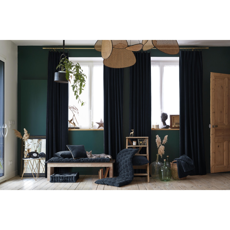 Cotton velvet floor cushion L'EFFET PAPILLON Blue