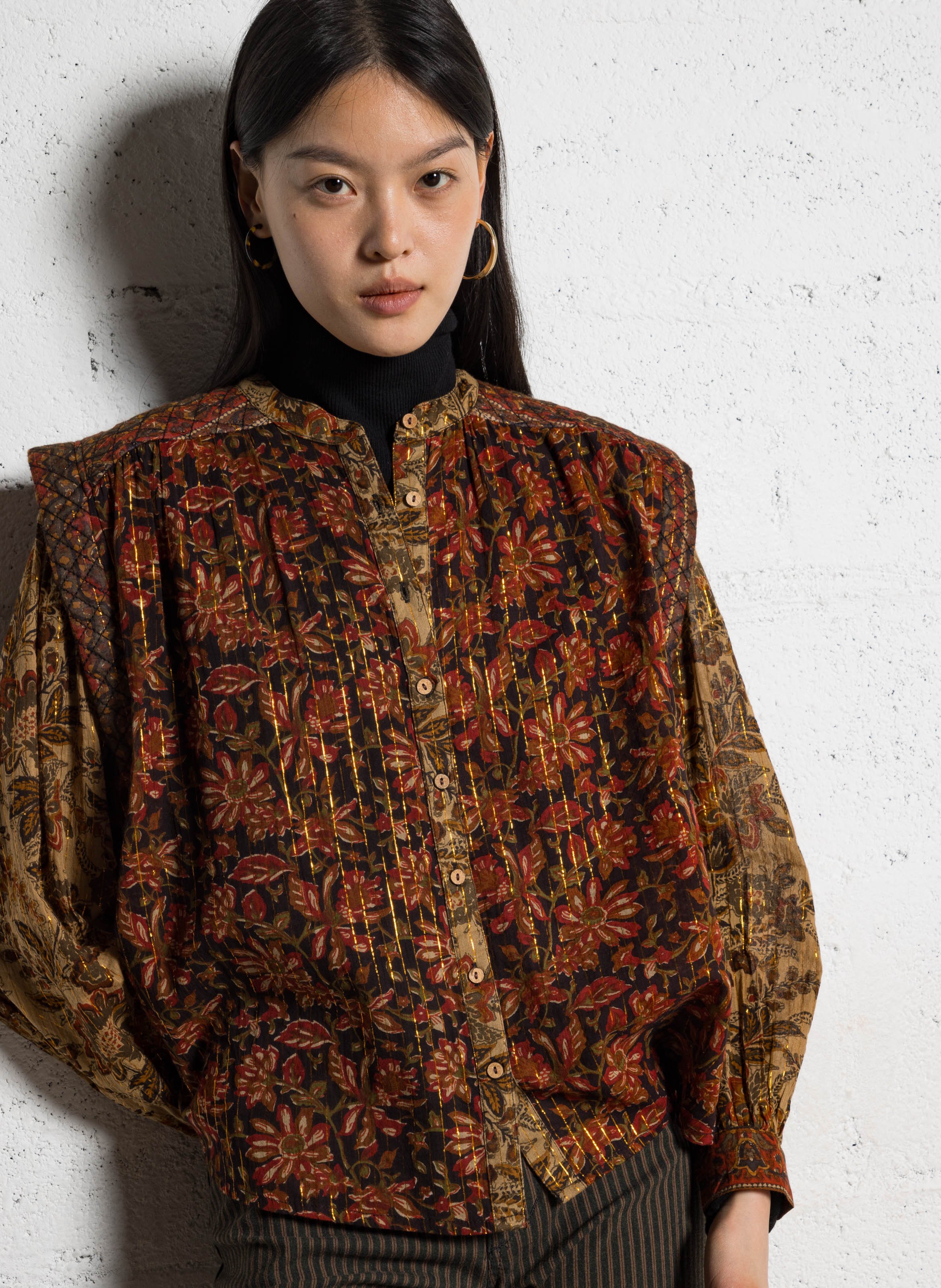 Chemise ample en coton mélangé MAISON HOTEL Orange