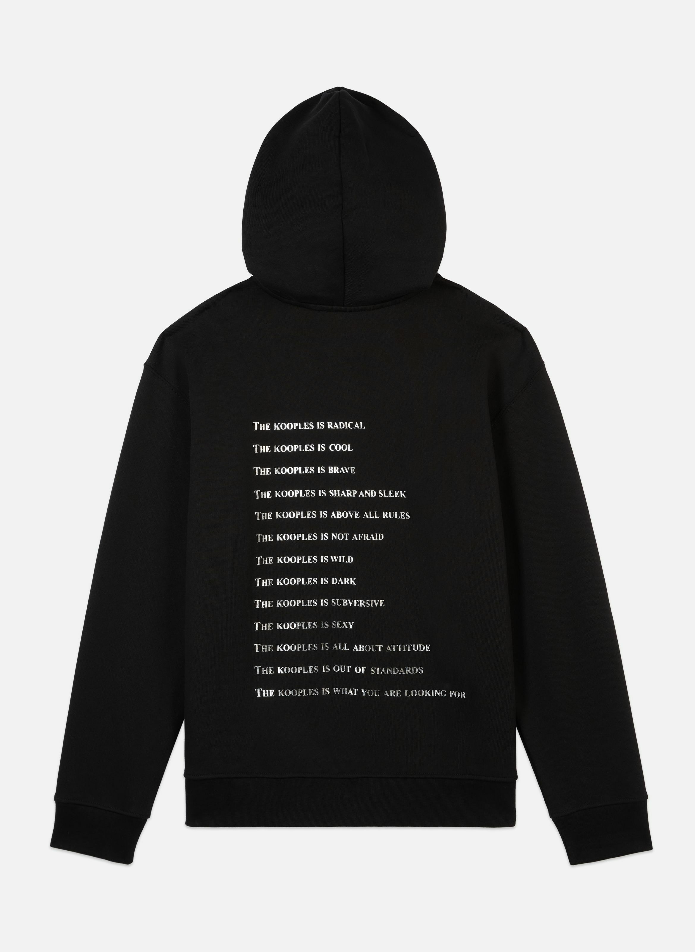 Hooded cotton sweatshirt with rhinestones. THE KOOPLES Black