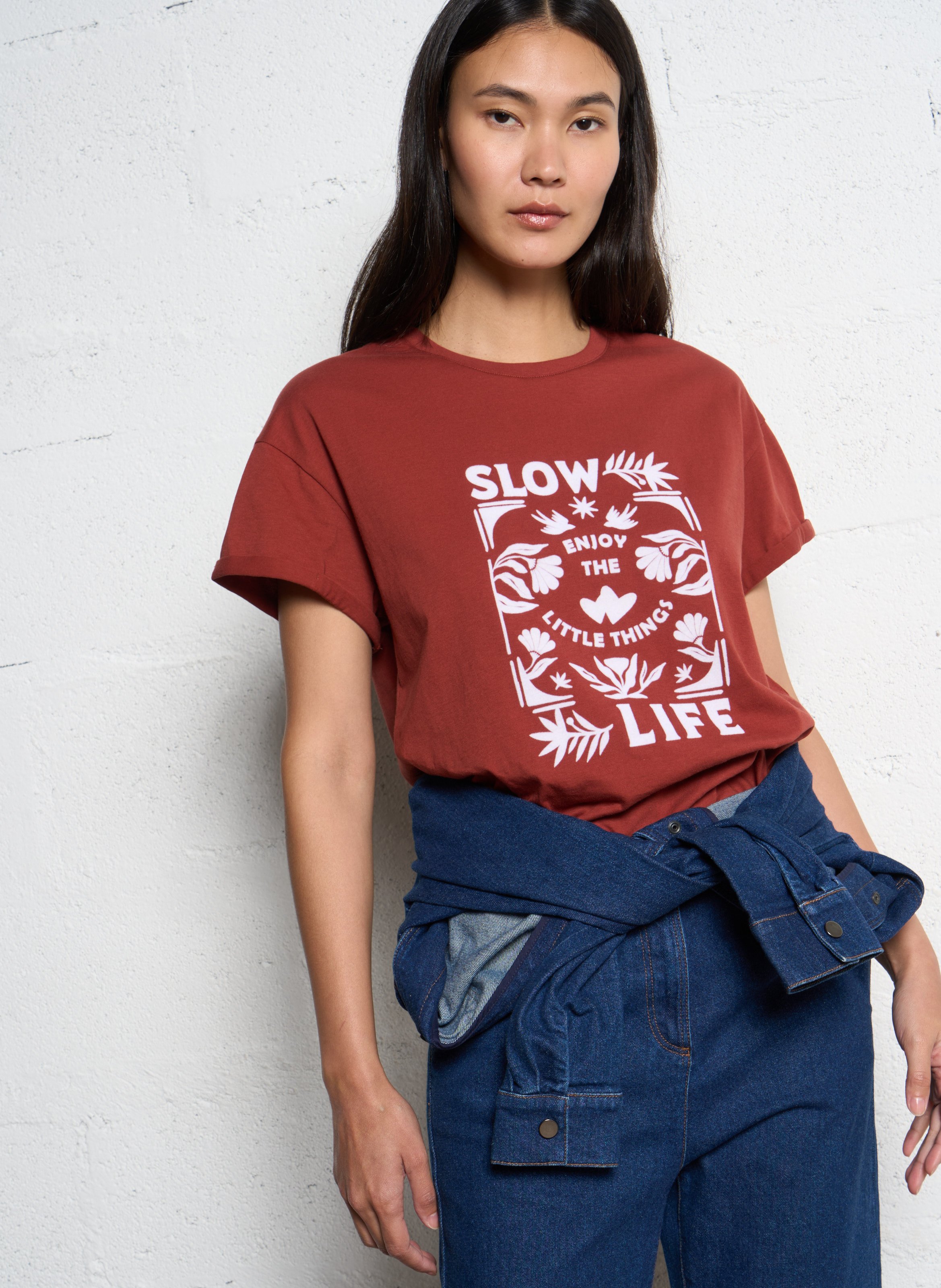 Straight cotton T-shirt I CODE Red