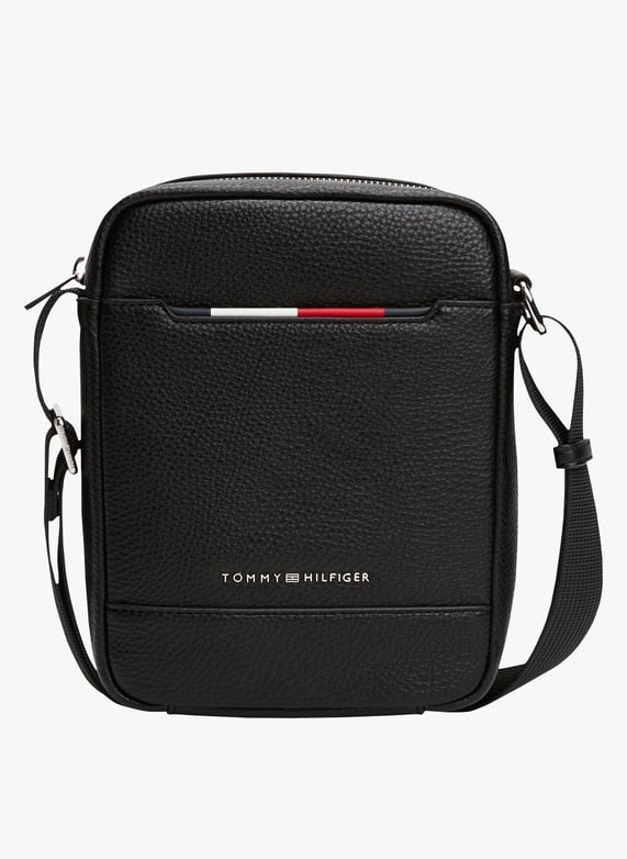 Zipped shoulder bag with grained effect Black Tommy hilfiger Zipped shoulder bag with grained effect Black Tommy hilfiger