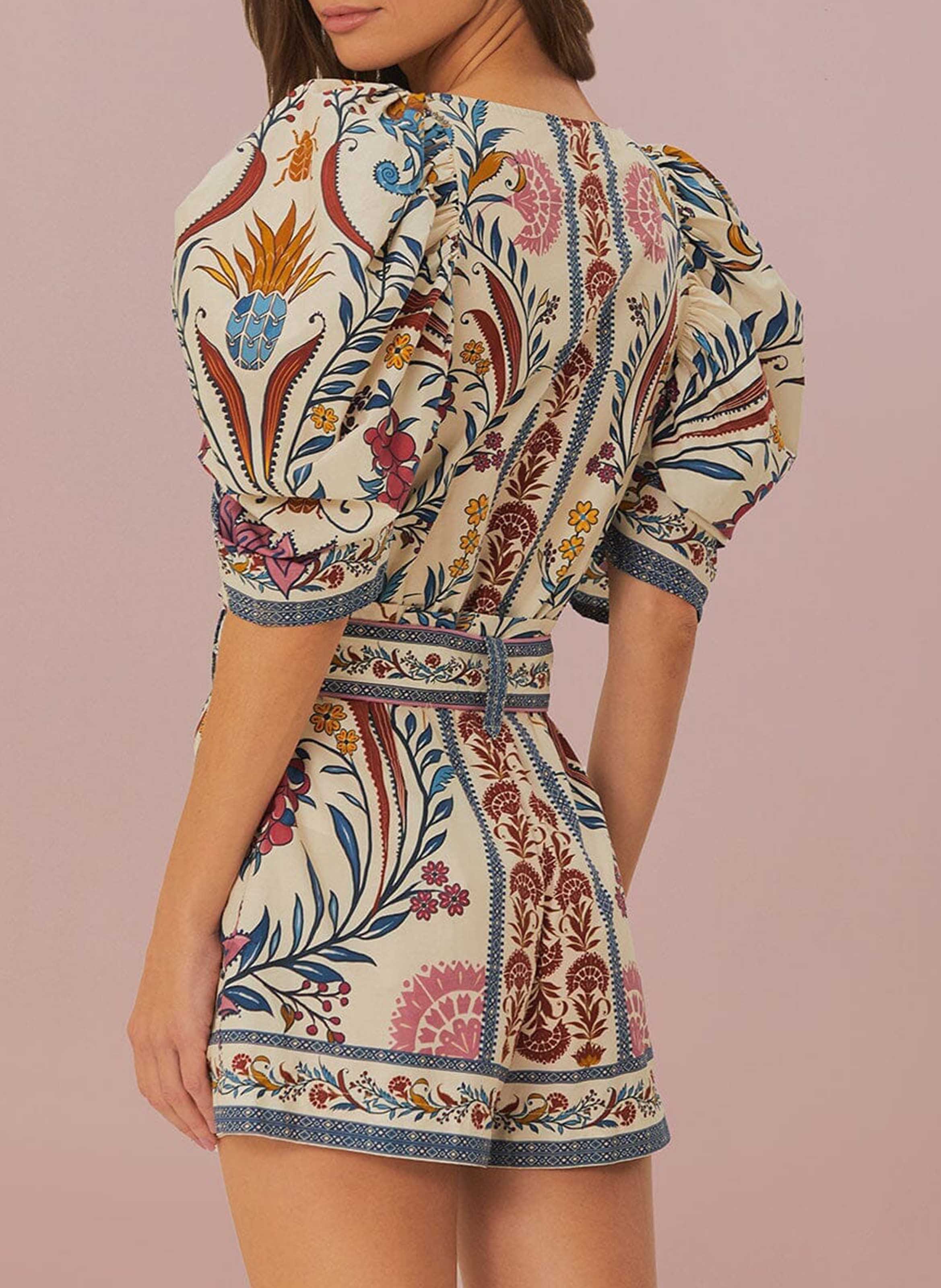 Combishort col rond imprimée  FARM RIO Beige