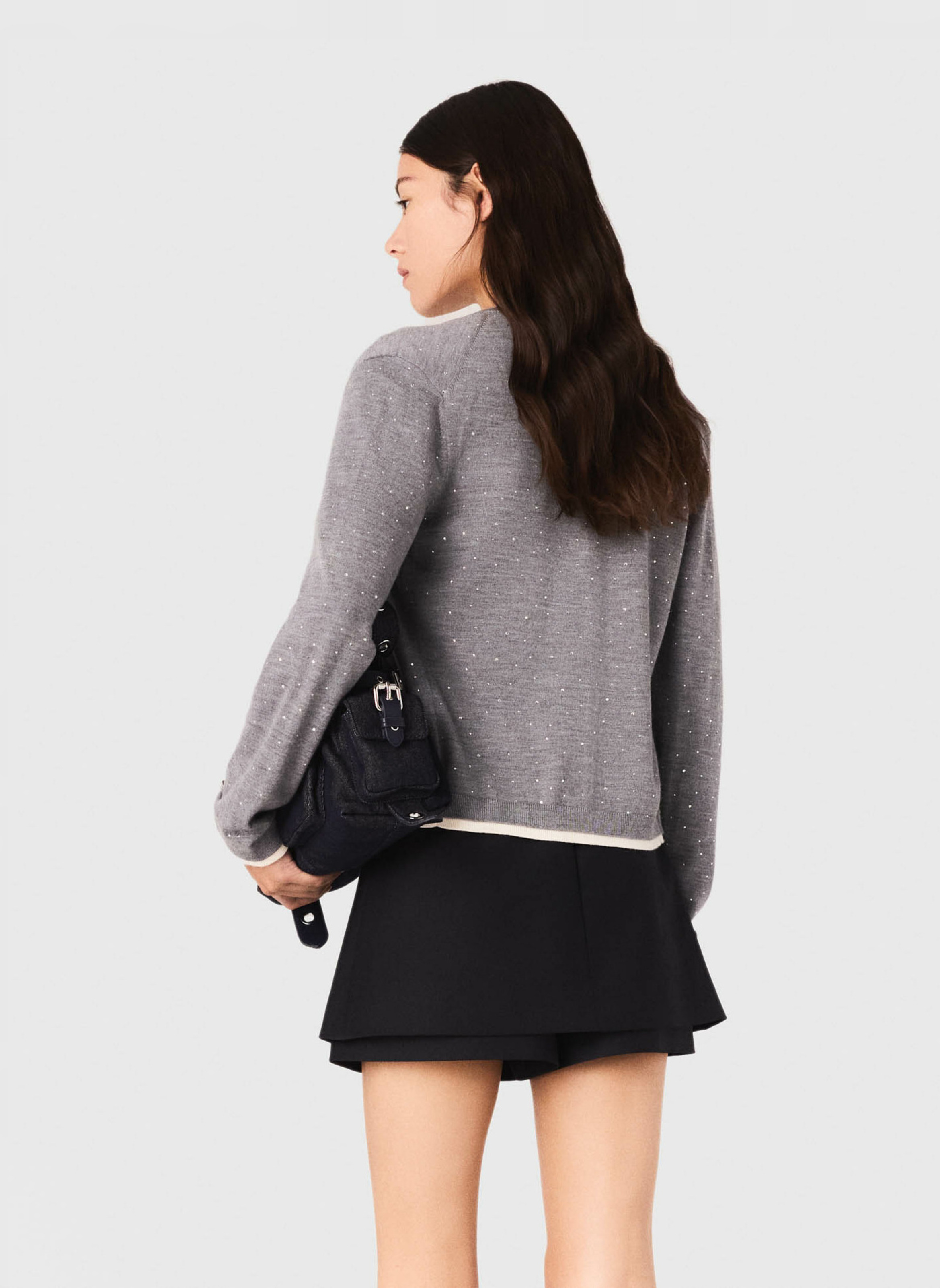 Rechte cardigan van gemengde wol MAJE Grijs