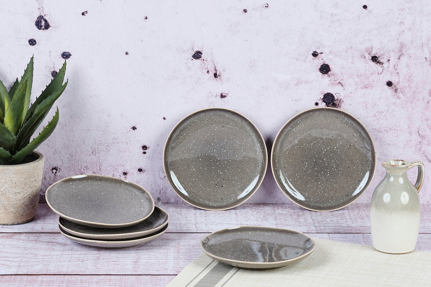 Stellar plate ø18cm - 6 pieces - concrete grey BJORN Grey