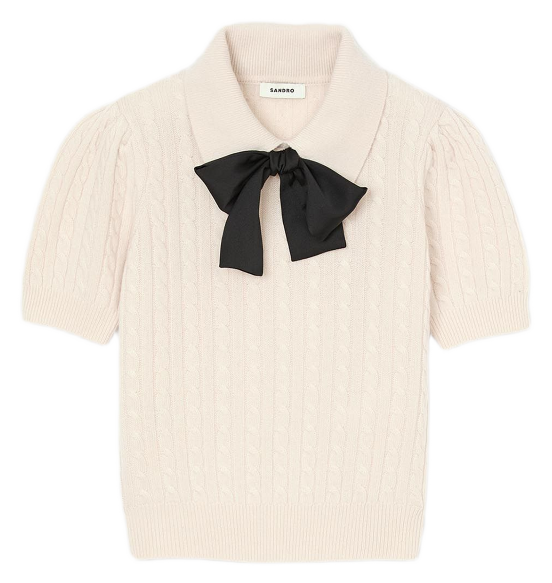 Pull col chemise en laine mélangée SANDRO Blanc