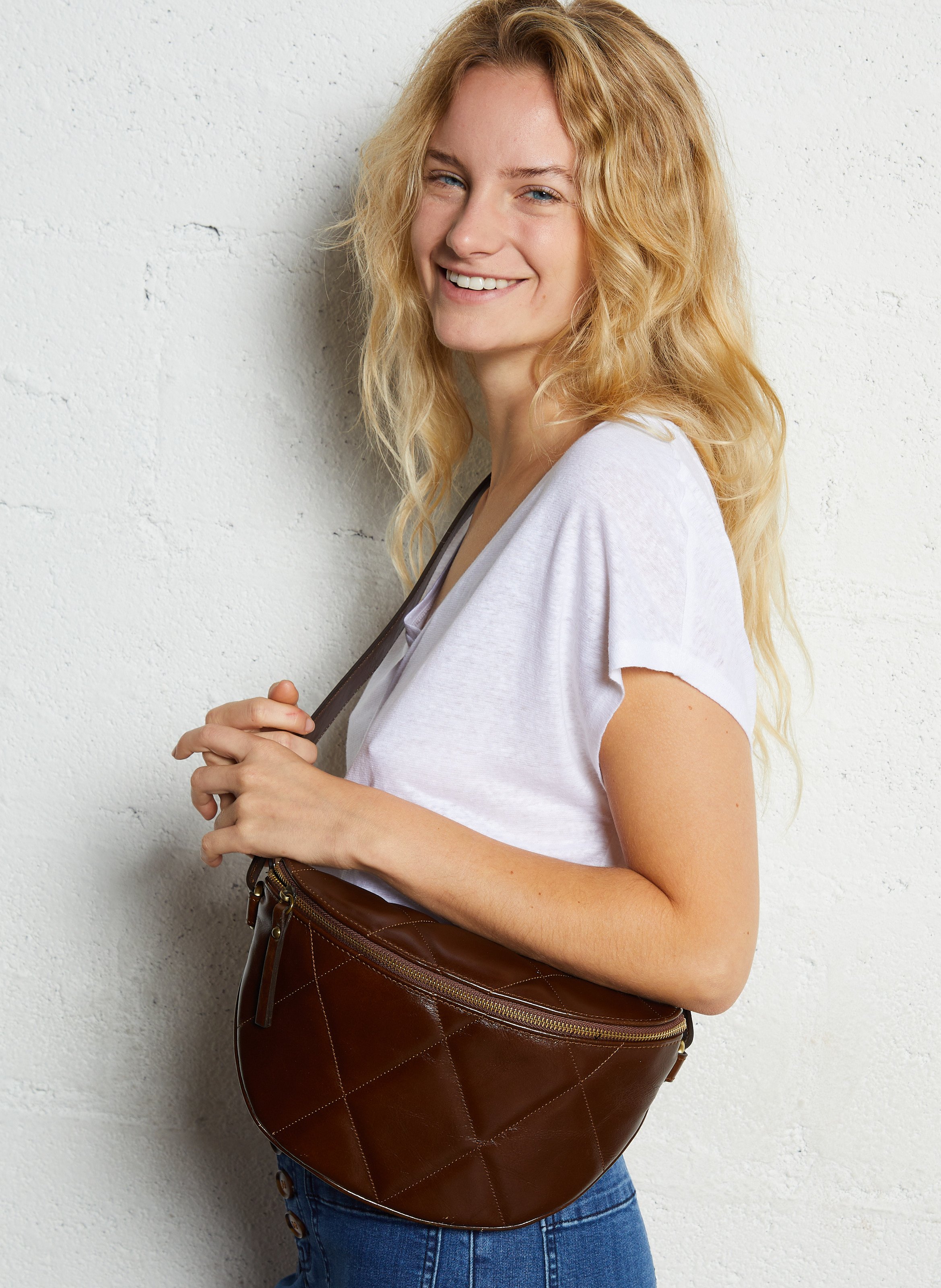 Sac banane en cuir matelassé MAISON 123 Marron