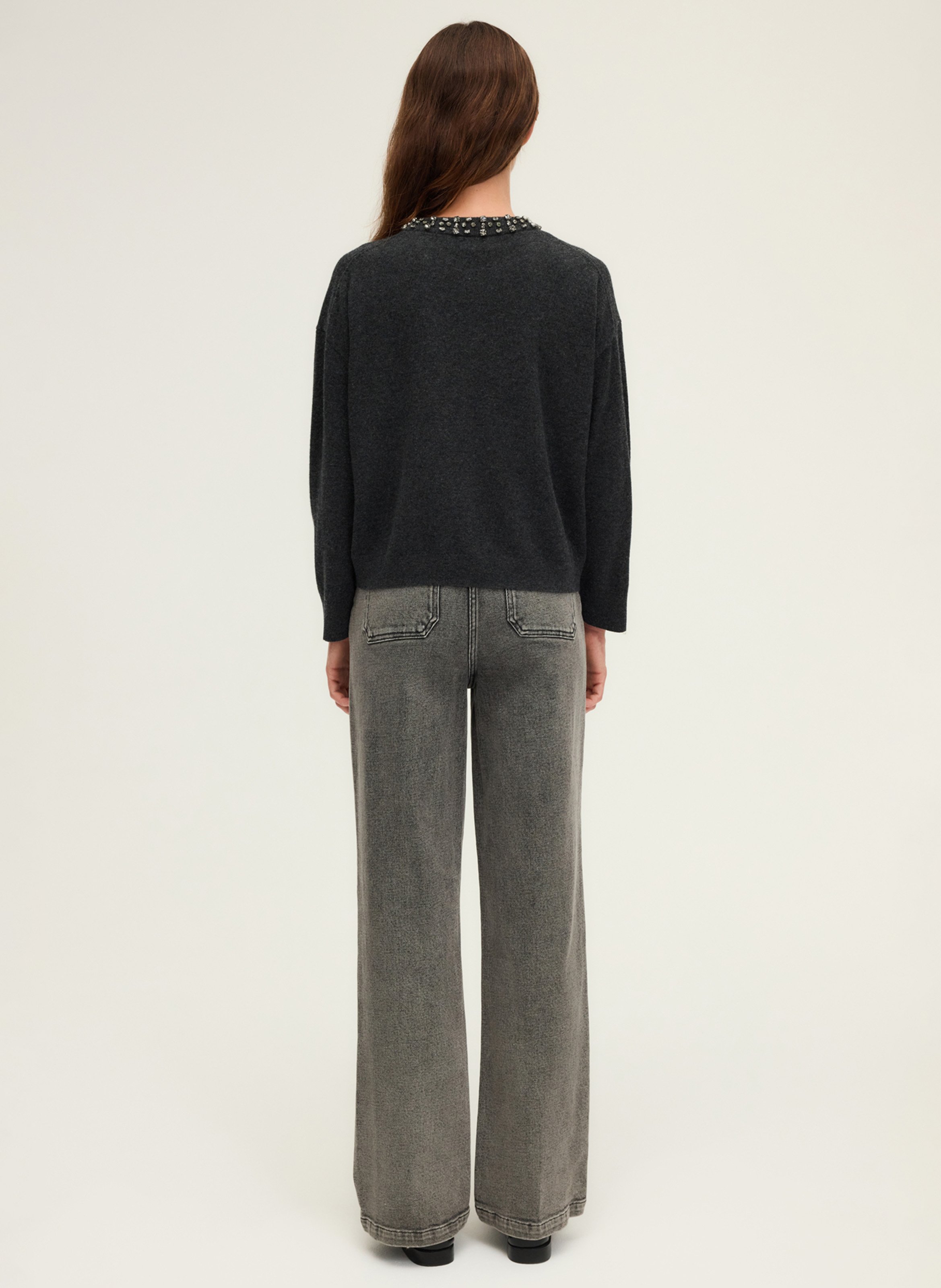 Pull col rond en laine PABLO Gris