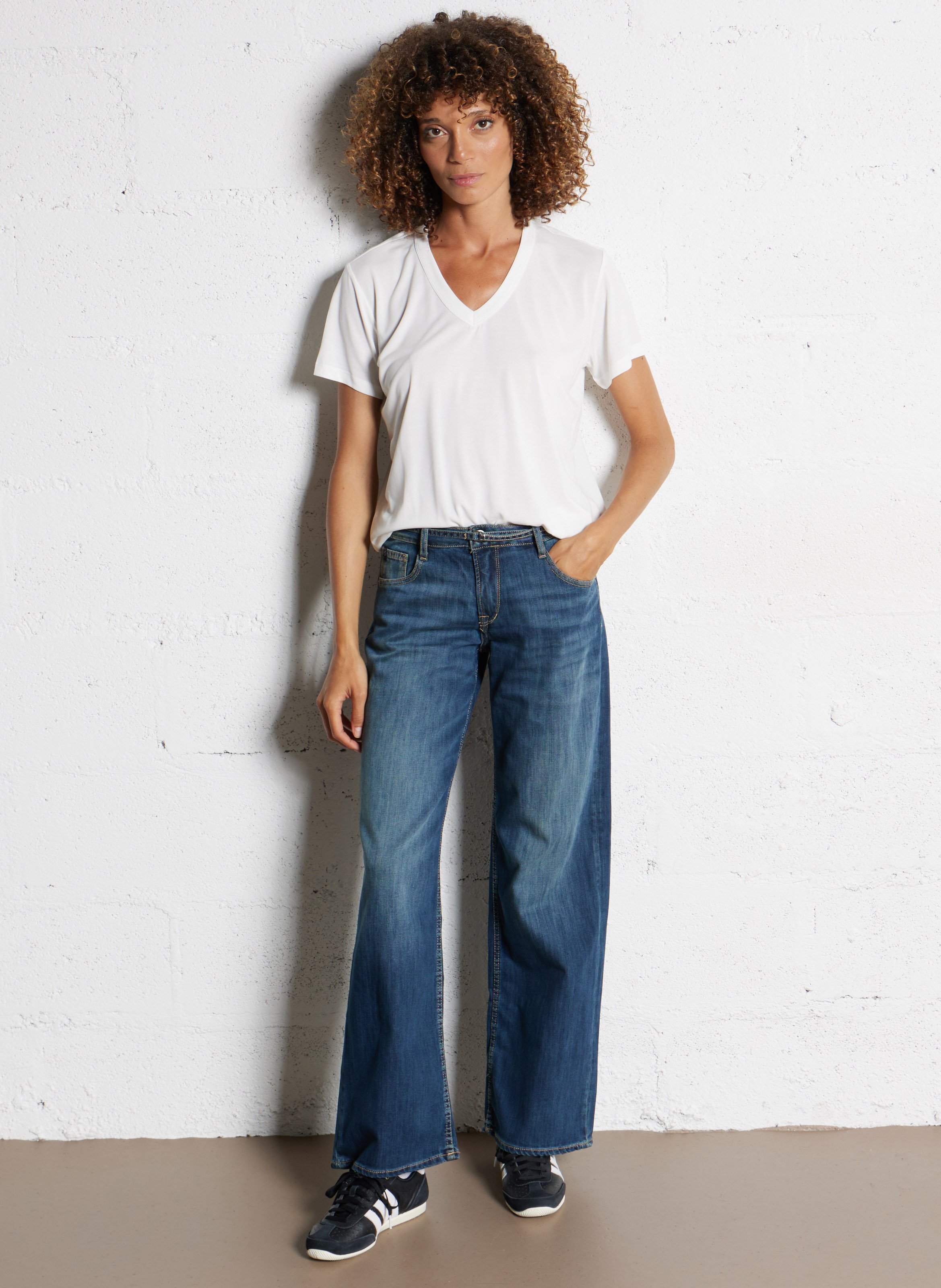 Jean évasé en coton mélangé LE TEMPS DES CERISES Bleu