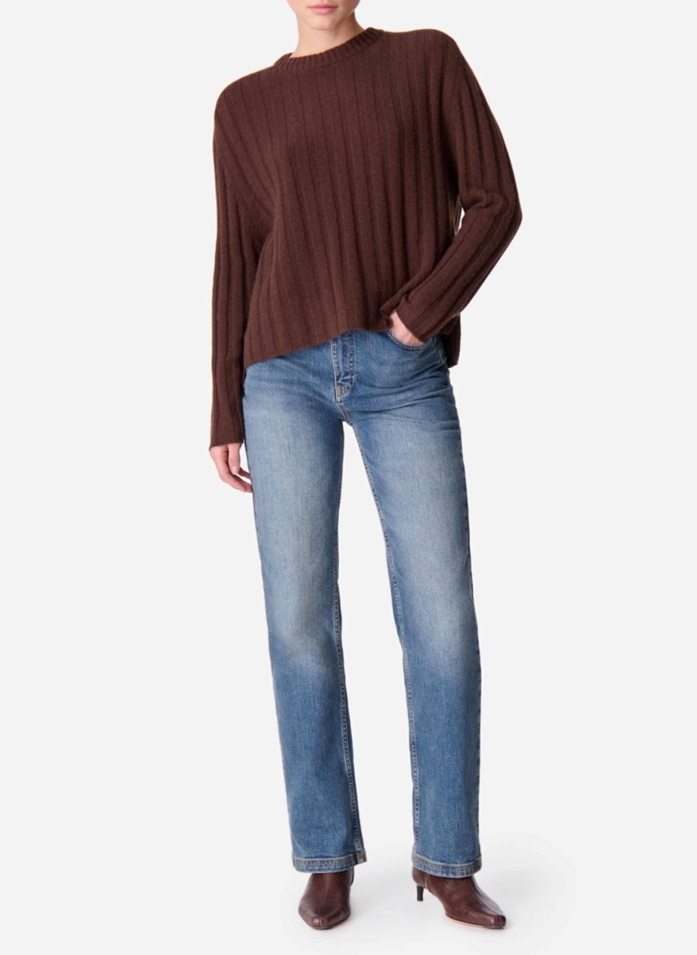 Pull col rond en cachemire VANESSA BRUNO Marron