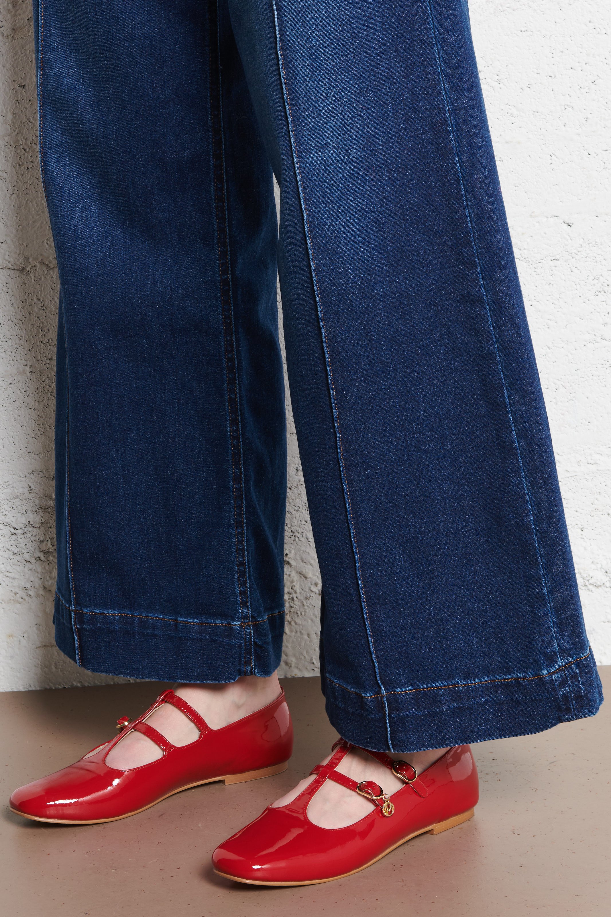 Leather double-strap ballet flats PETITE MENDIGOTE Red