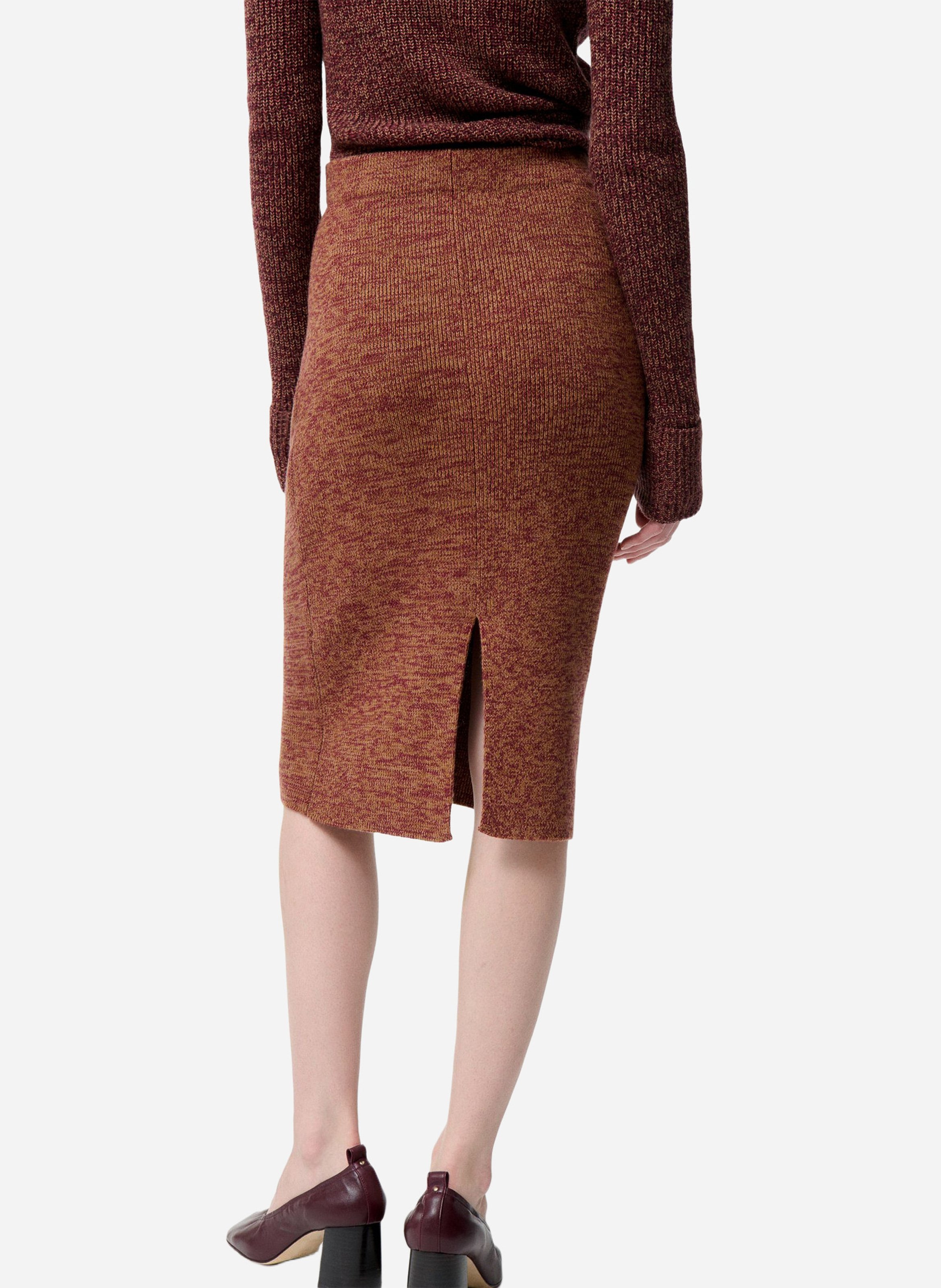 Jupe droite en maille en coton et en laine VANESSA BRUNO Marron