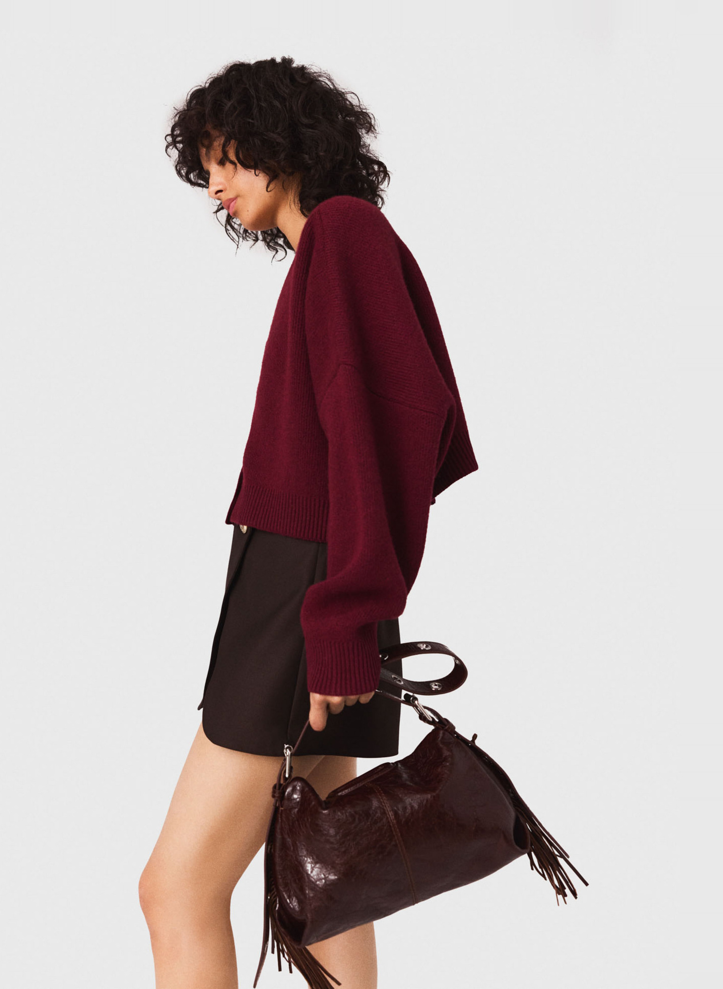 Mini jupe short  MAJE Marron