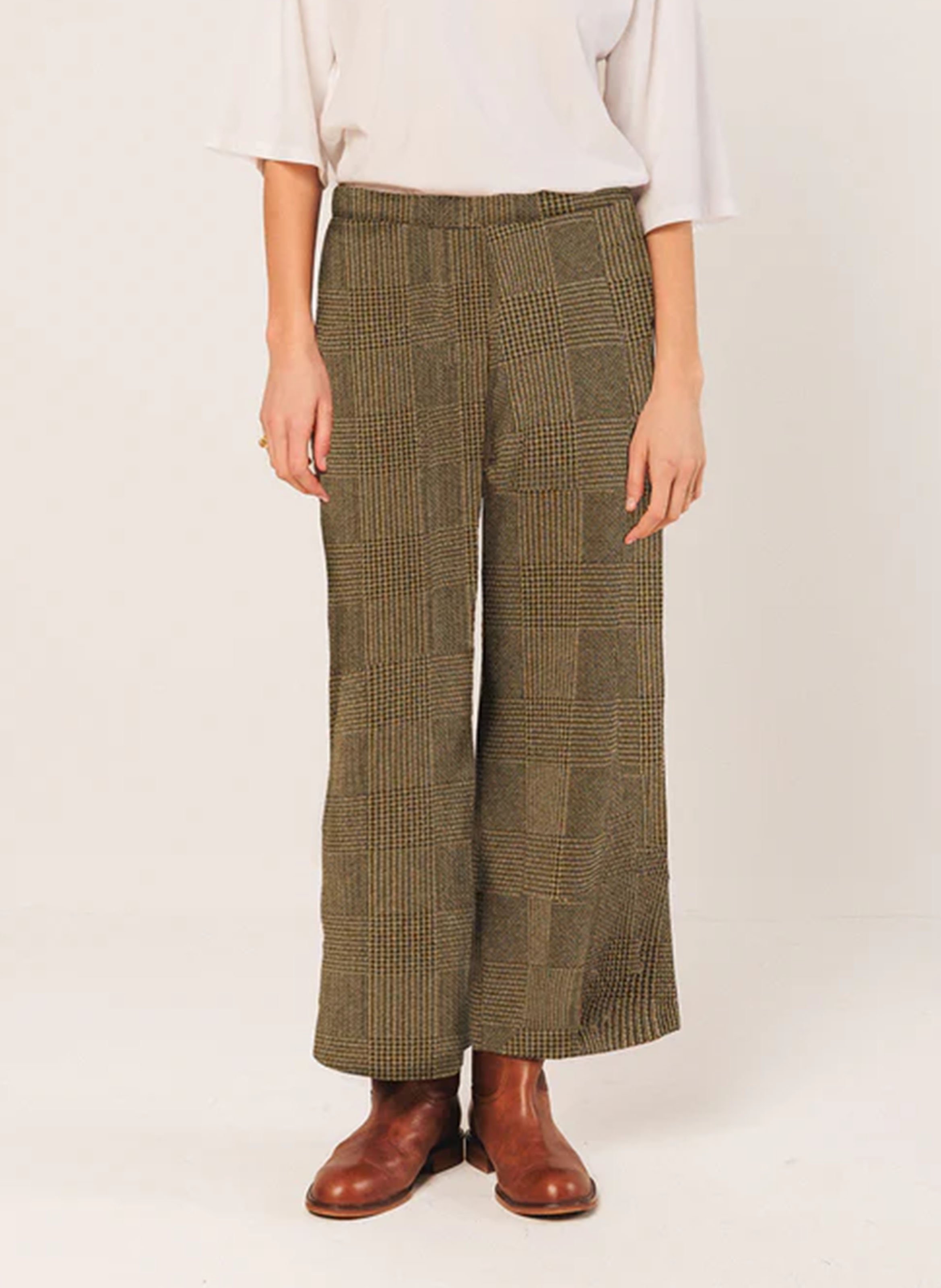 Wide-leg jacquard pants INDI & COLD Khaki