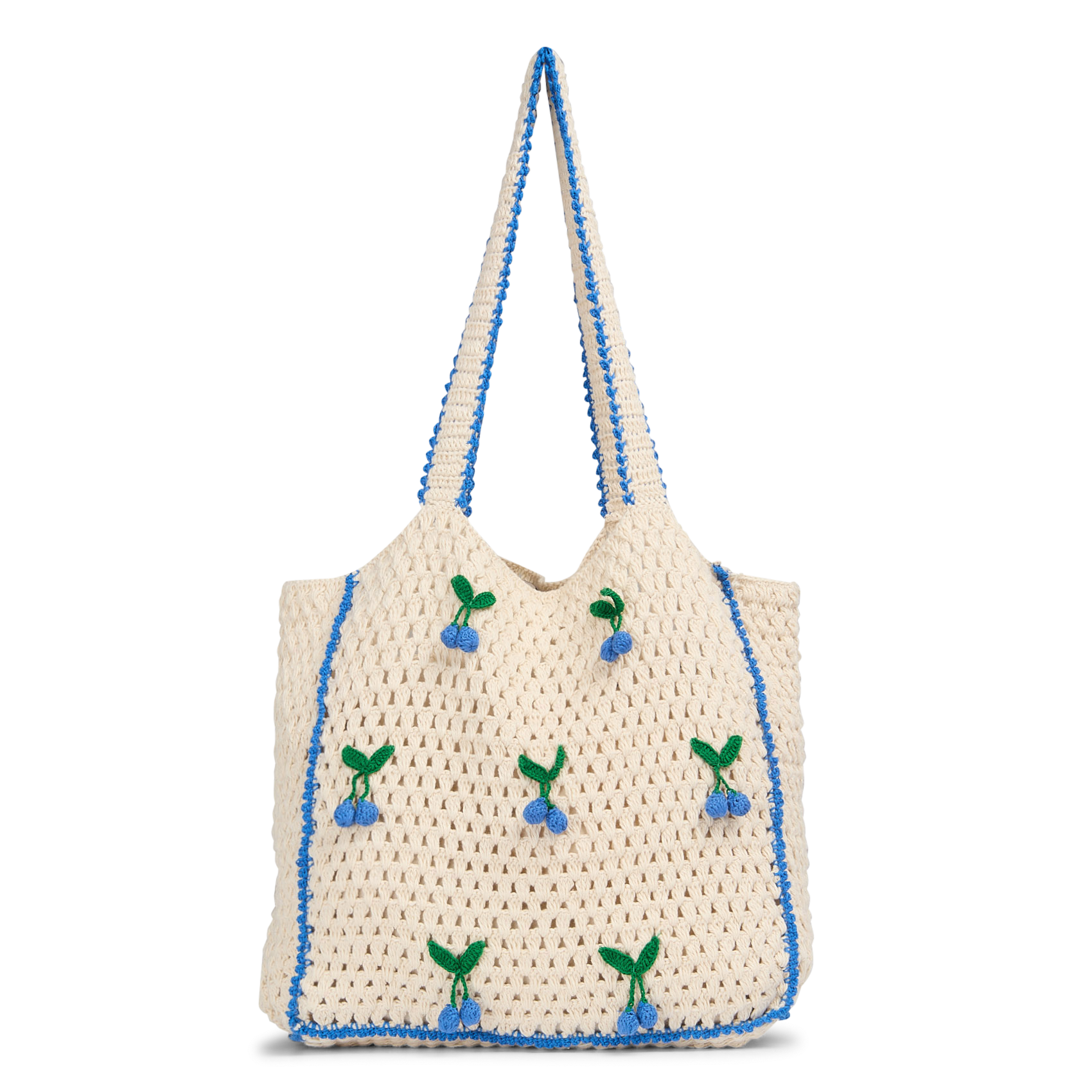 Sac crochet en coton ADCABASCERISE Creme bleu