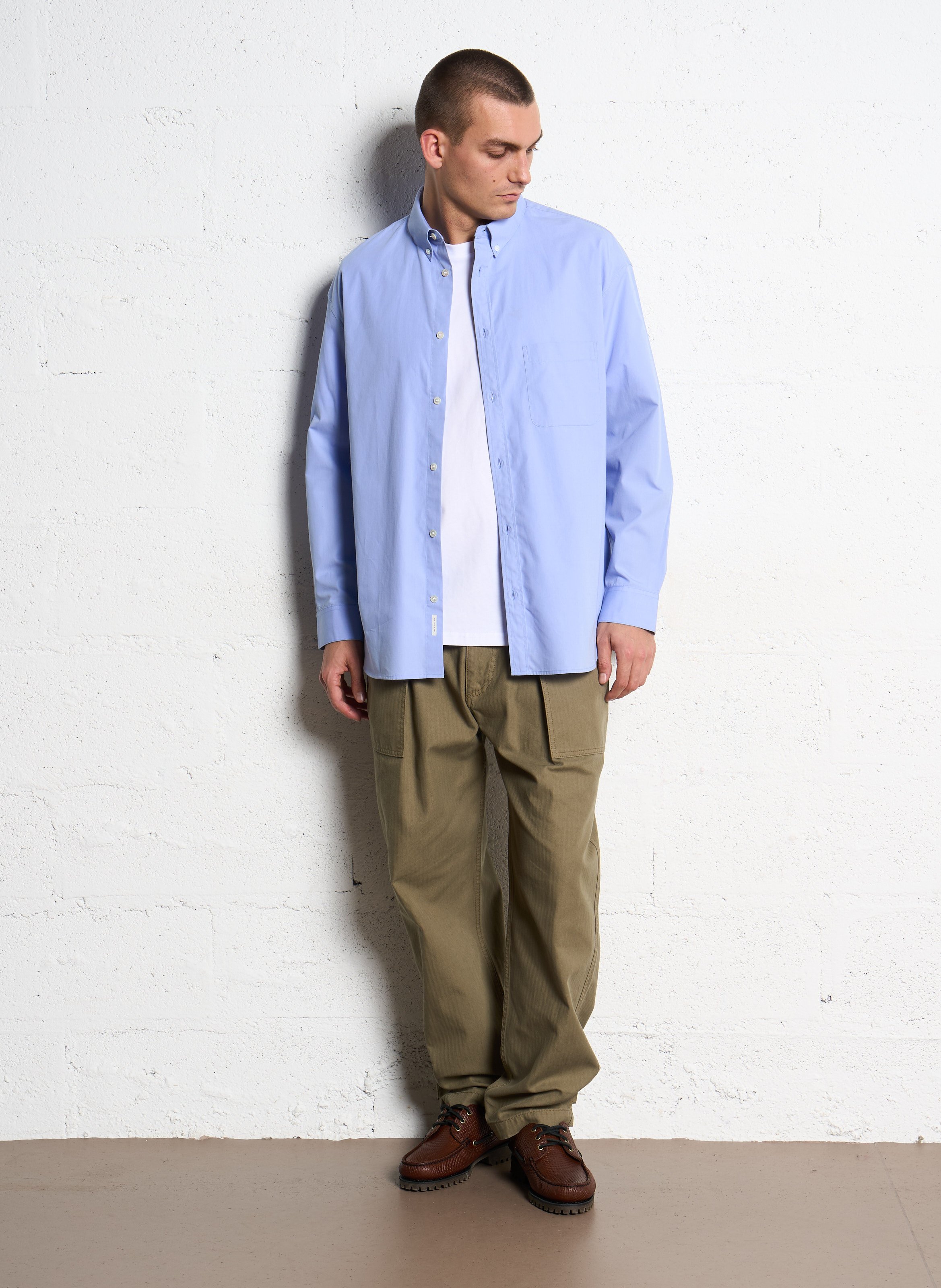 Camicia ampia con colletto alla americana in cotone IKKS Blu