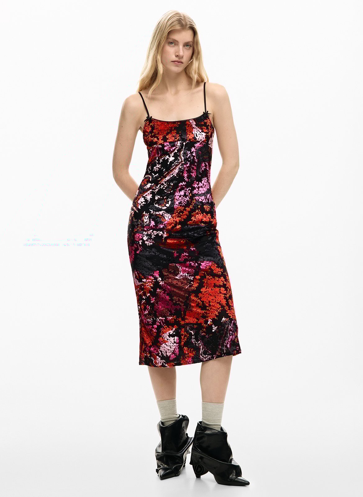 Midi-Kleid 2-in-1 mit Print DESIGUAL Schwarz