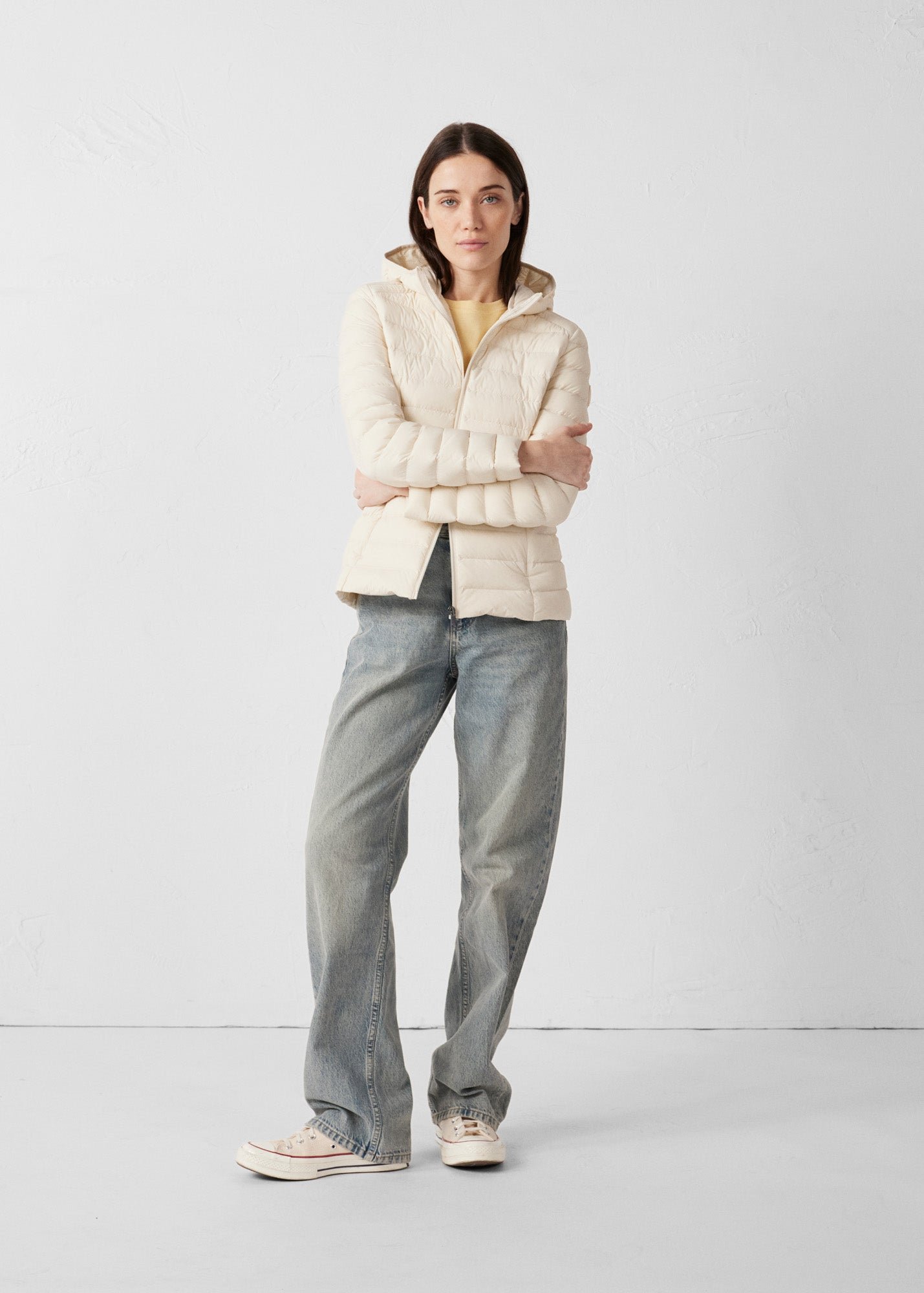 Lightweight stretch hooded puffer jacket Salma JOTT White