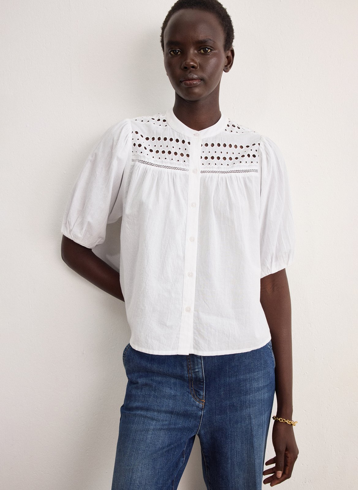 Chemise ample en coton mélangé PABLO Blanc