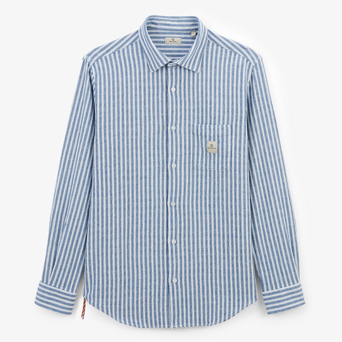 Long-sleeve shirt with woven cotton stripes SERGE BLANCO Blue