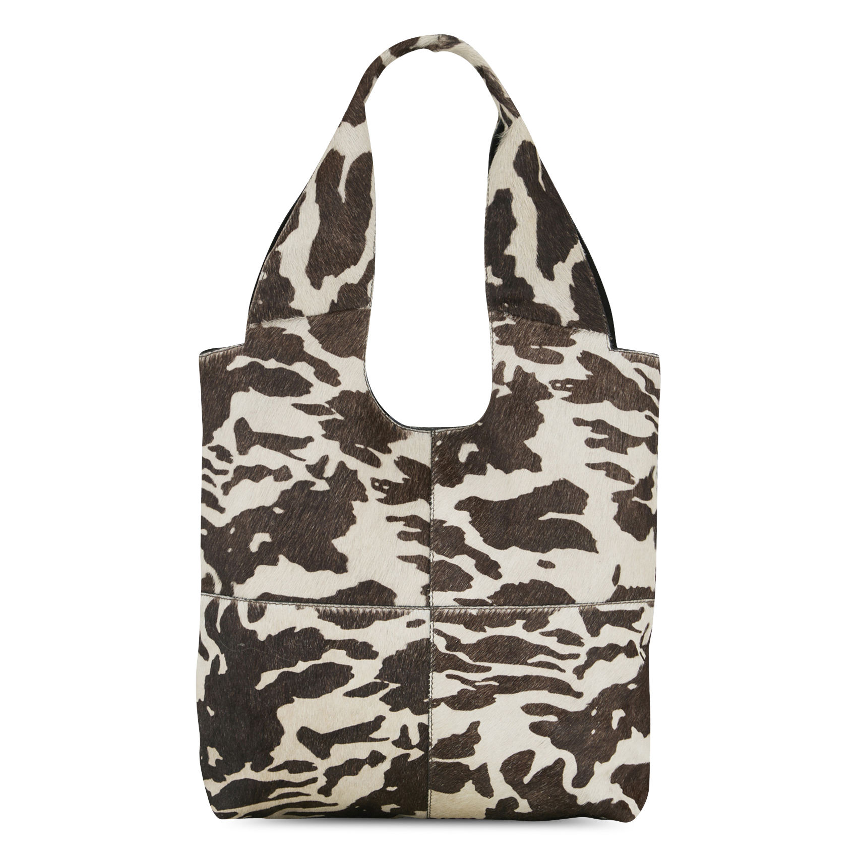 Sac porté épaule imprimé vache en cuir BECKSONDERGAARD Marron