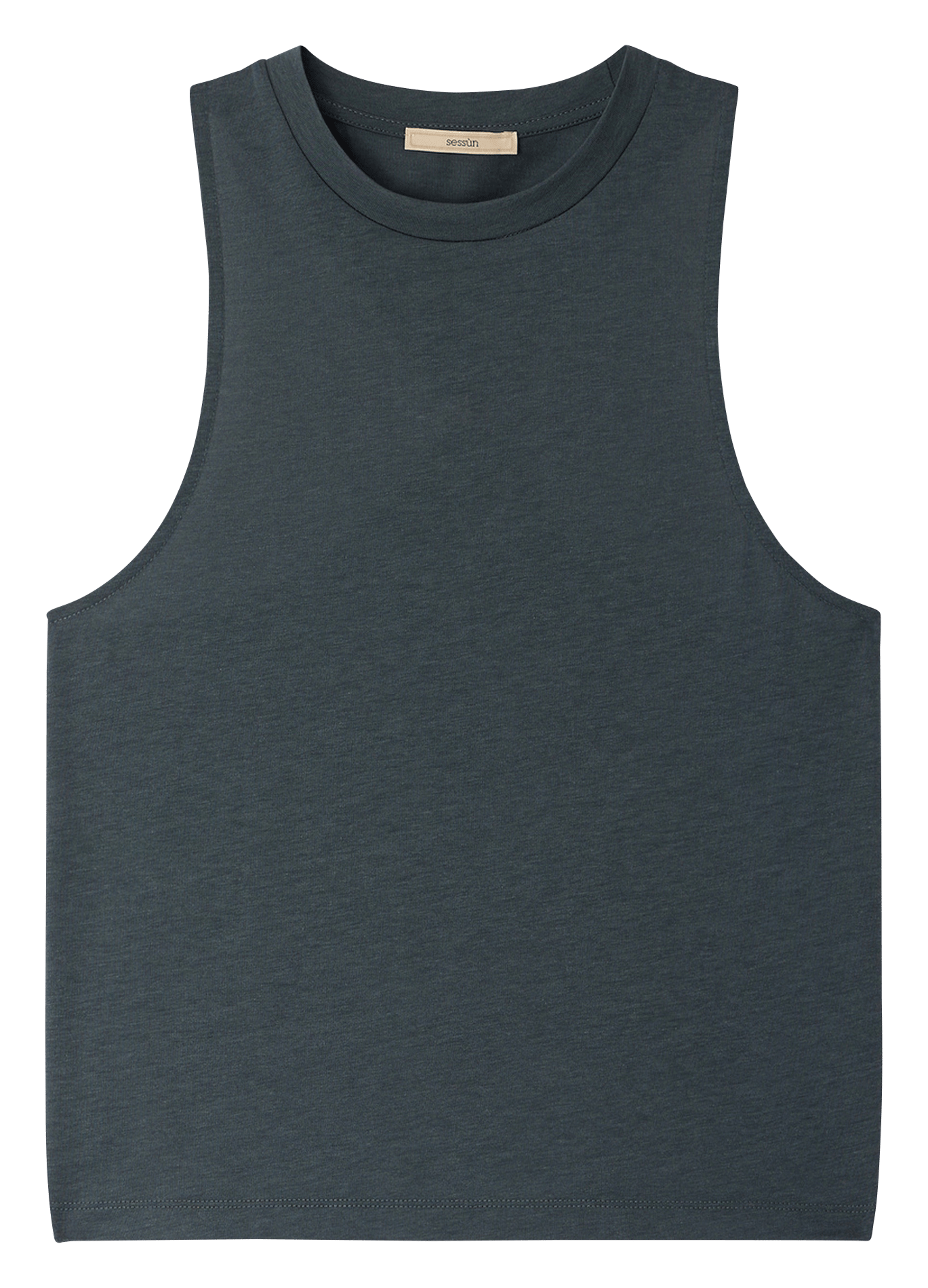 Gerader ärmelloser Rundhalsausschnitt aus fließendem Stoff SESSUN Grun