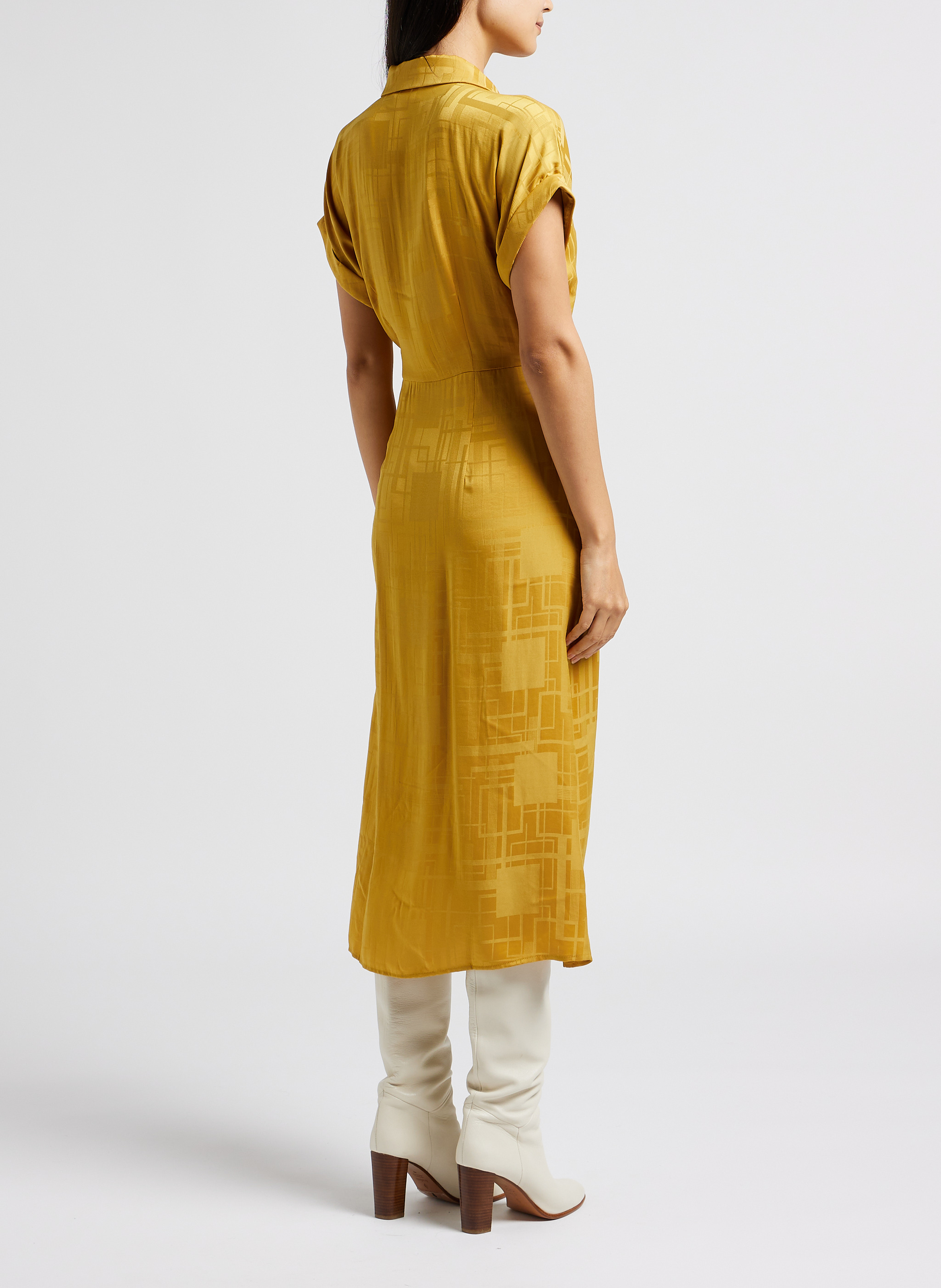Robe longue cintrée portefeuille à imprimé VILA Jaune