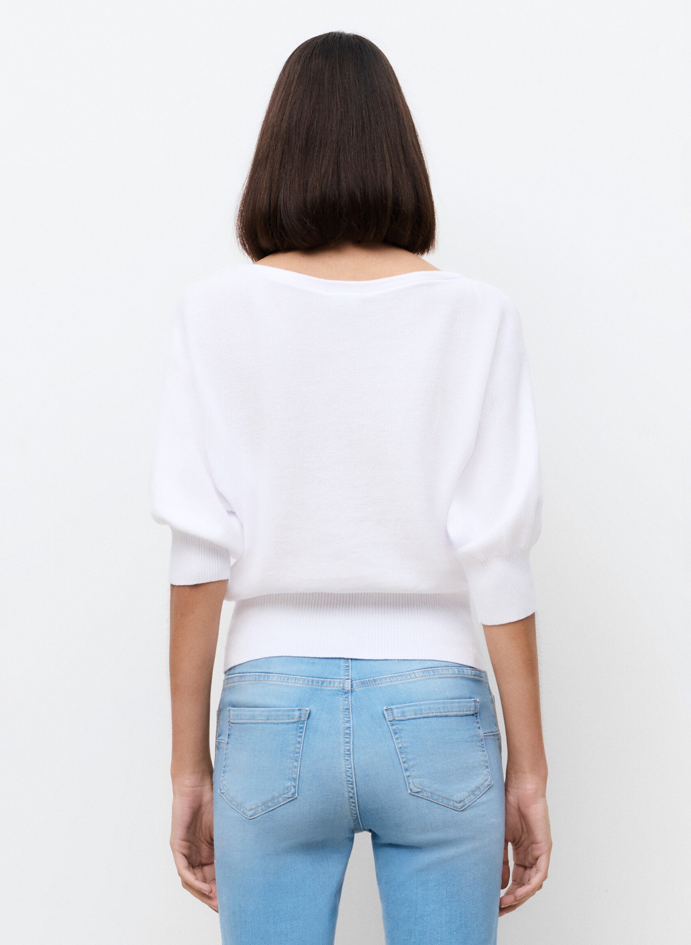 Pull oversize col bateau en coton CAROLL Blanc