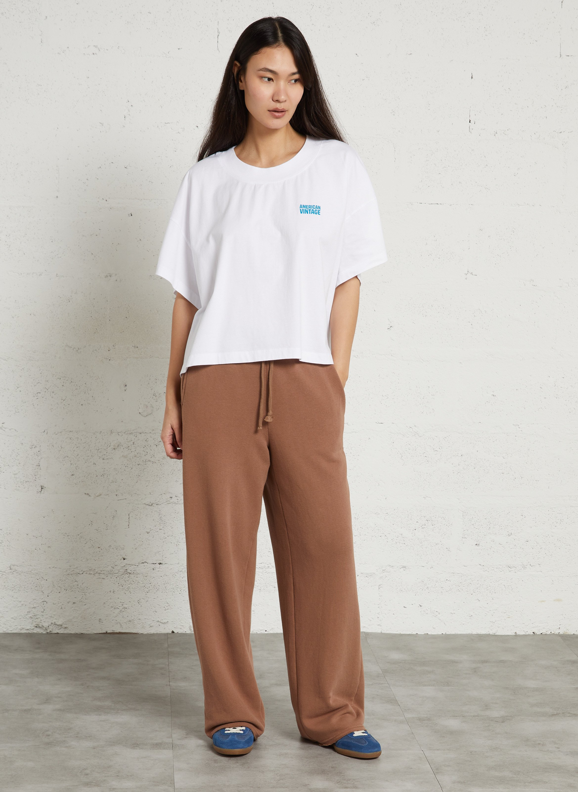 Oversized, katoenen T-shirt met ronde hals AMERICAN VINTAGE Wit