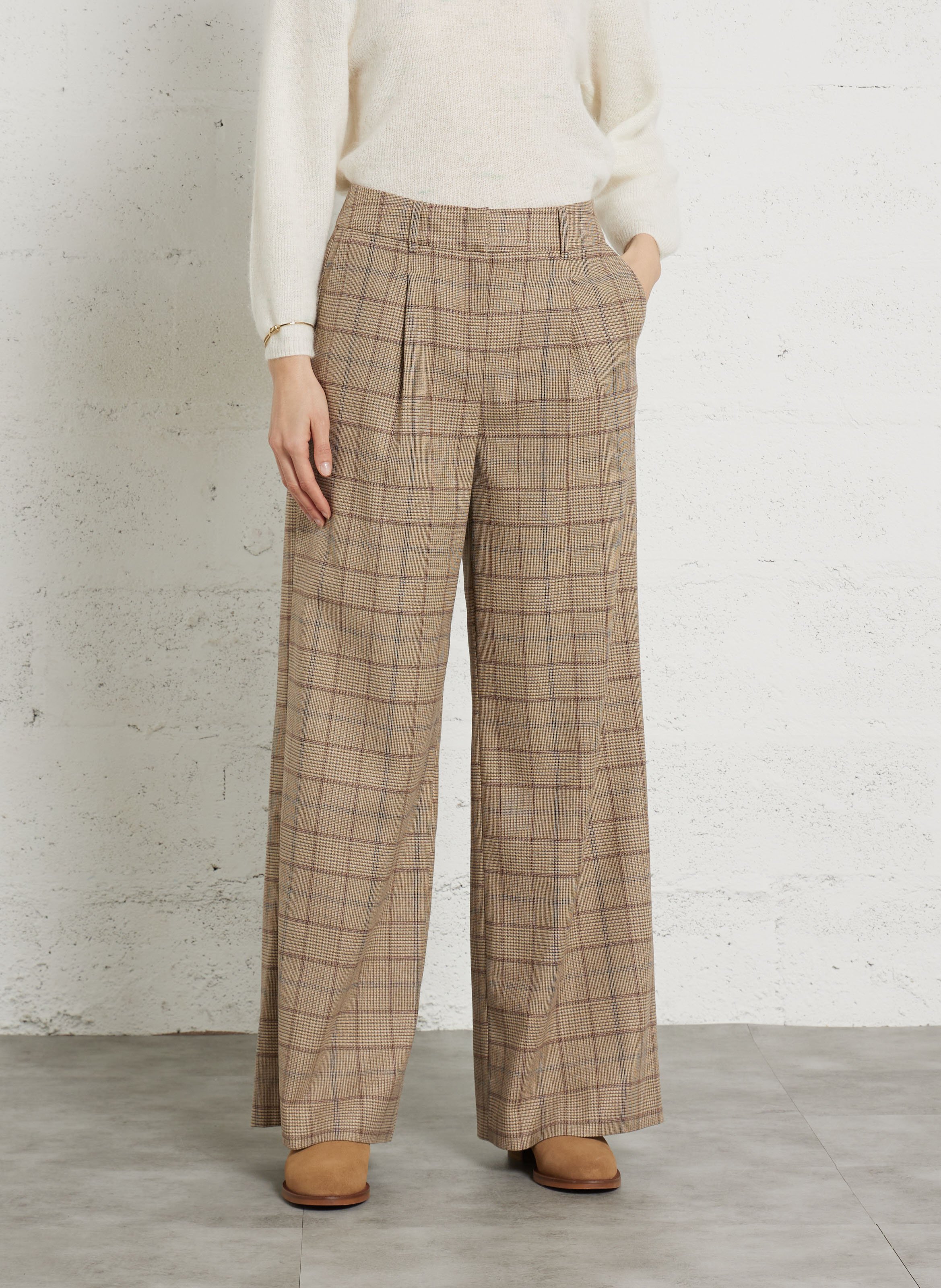 Checked straight-leg pants MAISON 123 Beige