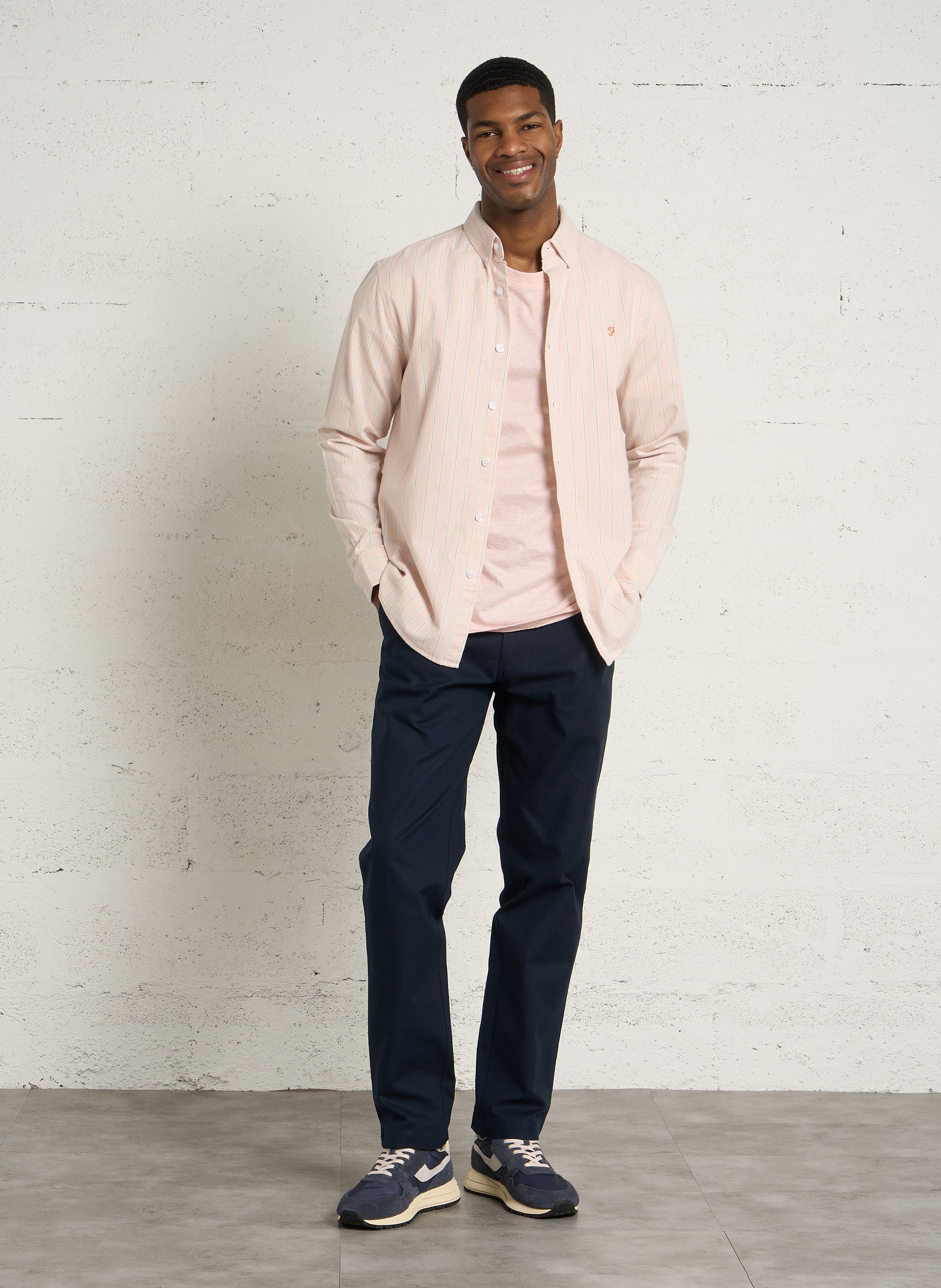 Chemise regular-fit col américain rayé en coton bio FARAH Rose