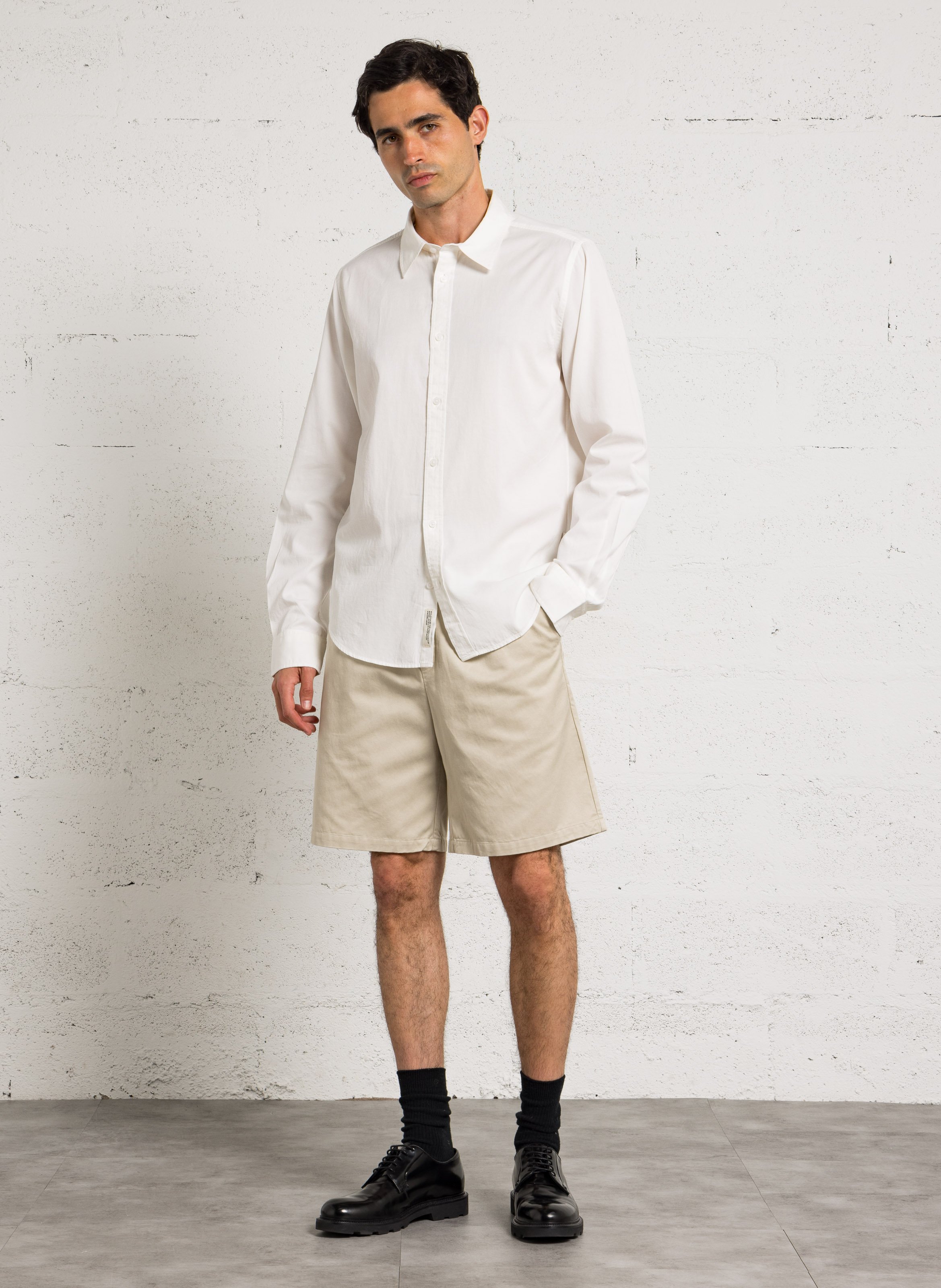 Chemise droite col classique en coton mélangé MINIMUM Blanc