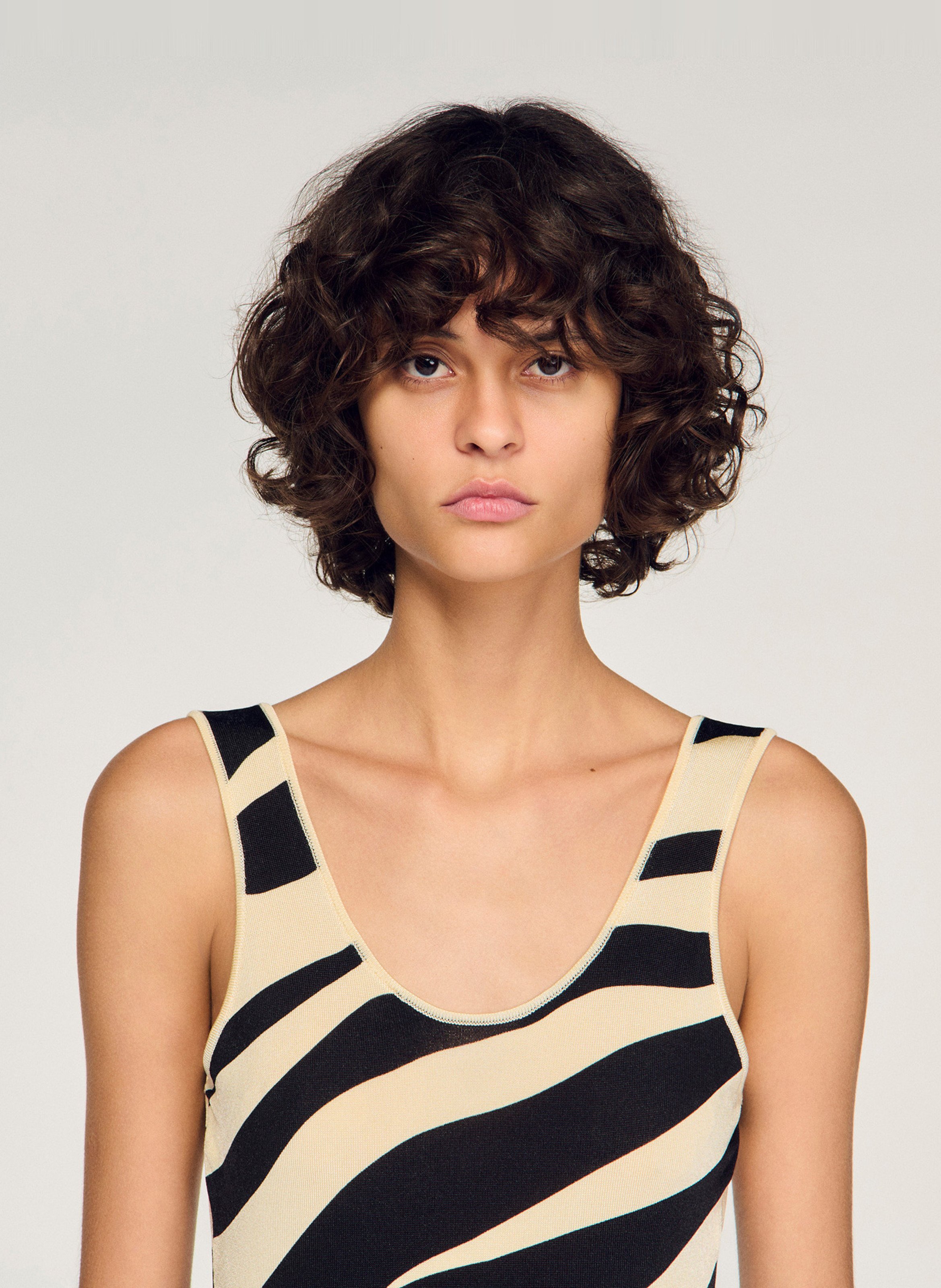 Getailleerd gestreept lichaam SANDRO Wit