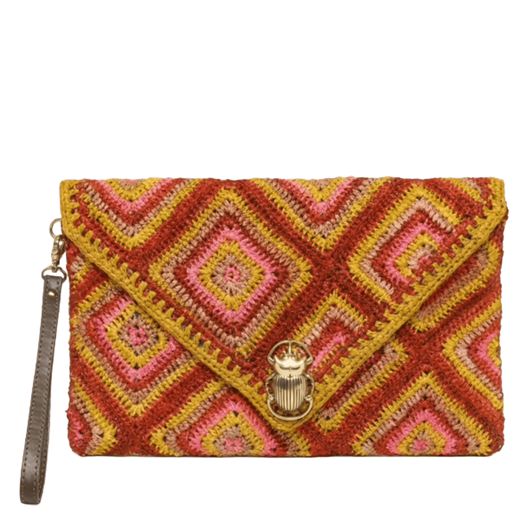 Pochette souple en raphia CLARIS VIROT Rose