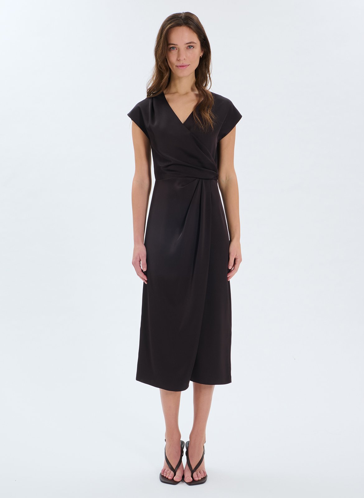 Long v-neck satin dress ZAPA
