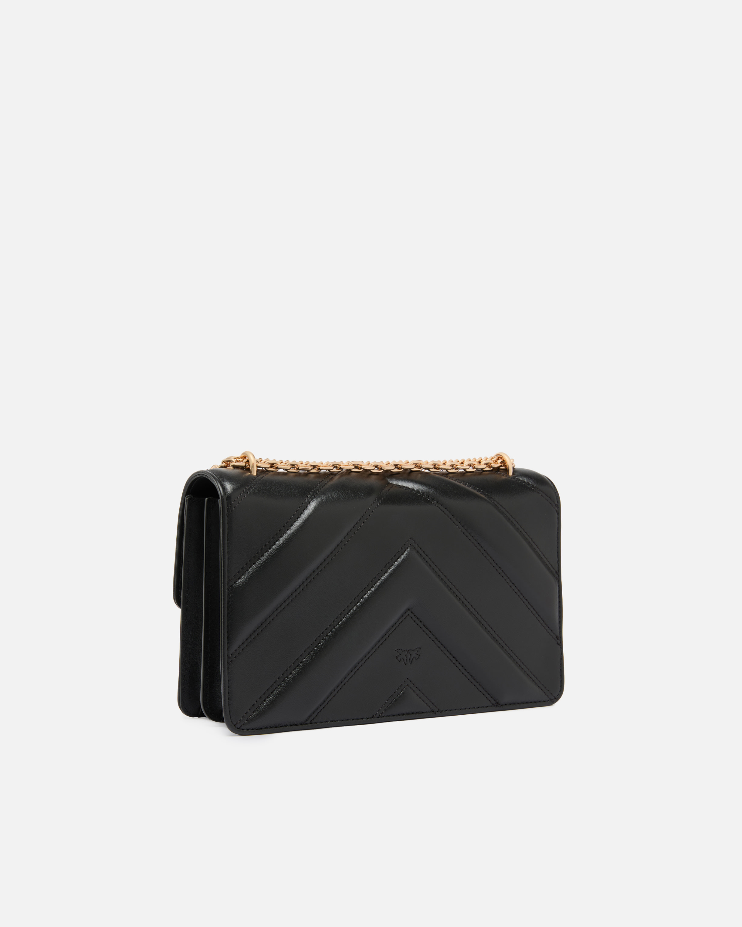 Sac porté épaule moyen love bag one en cuir et cuir nappa à chevrons et triple chaîne PINKO Multicolore