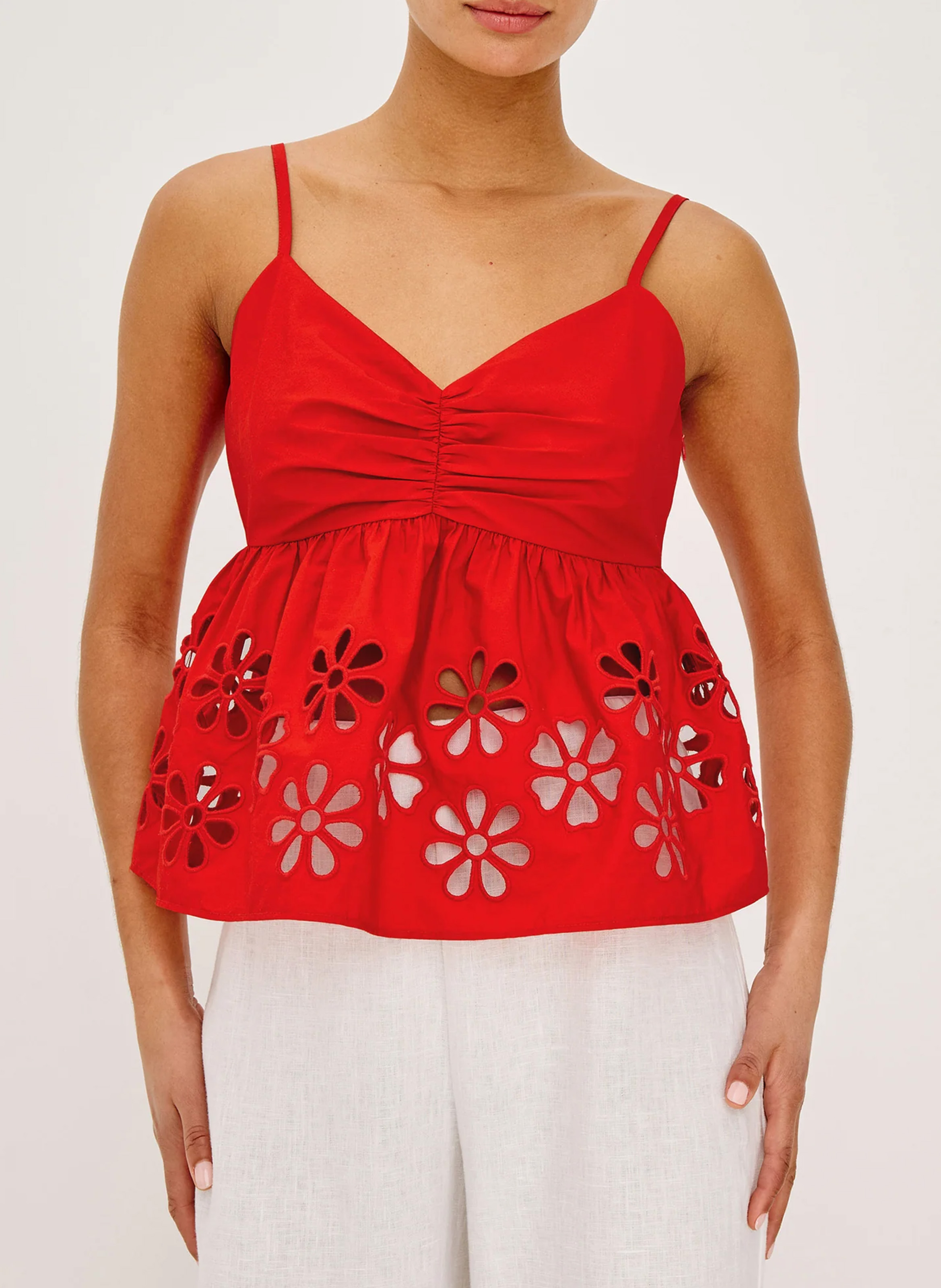 Effen singlet met V-hals RAILS Rood