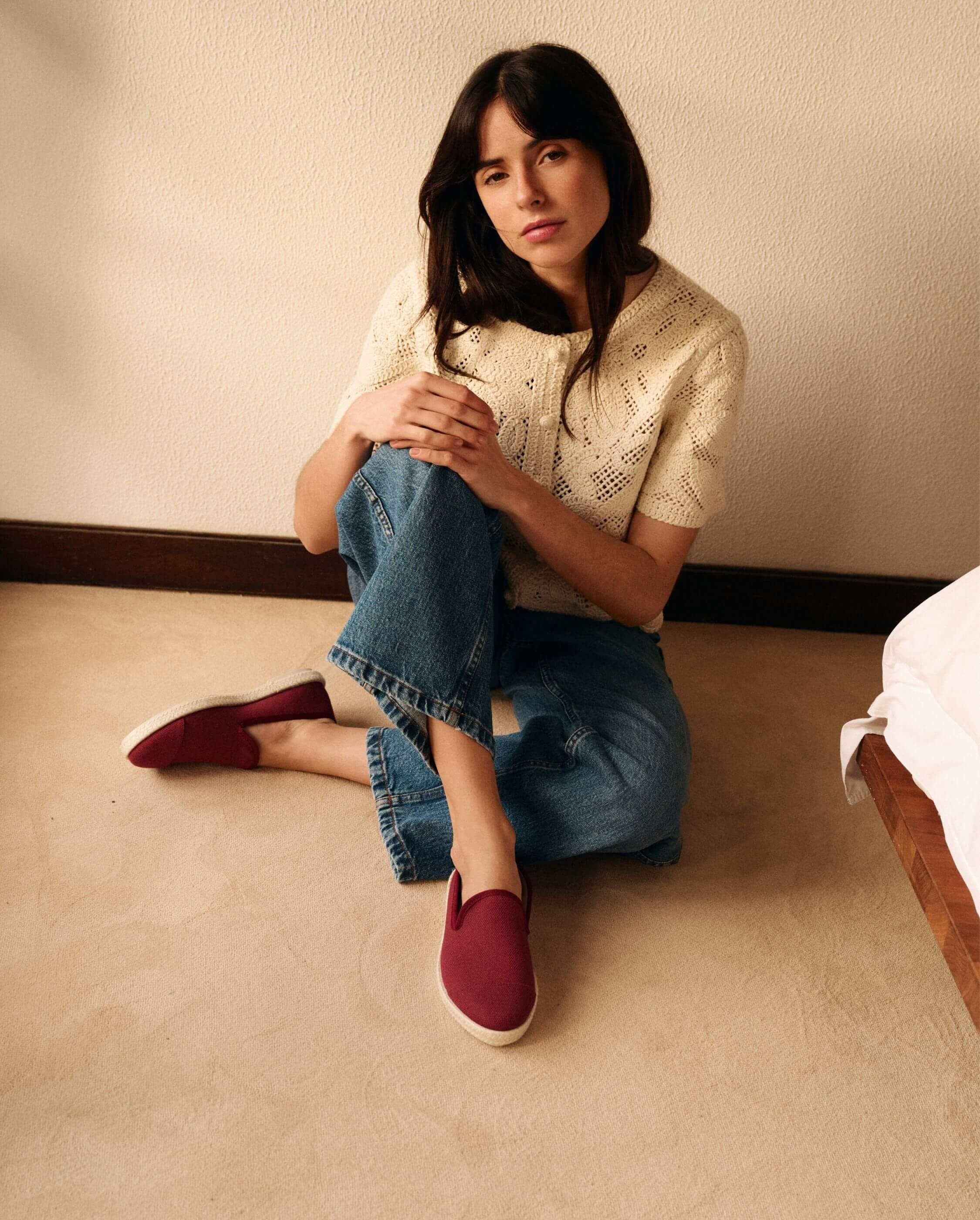 Women's recycled cotton Bordeaux espadrilles ANGARDE Red