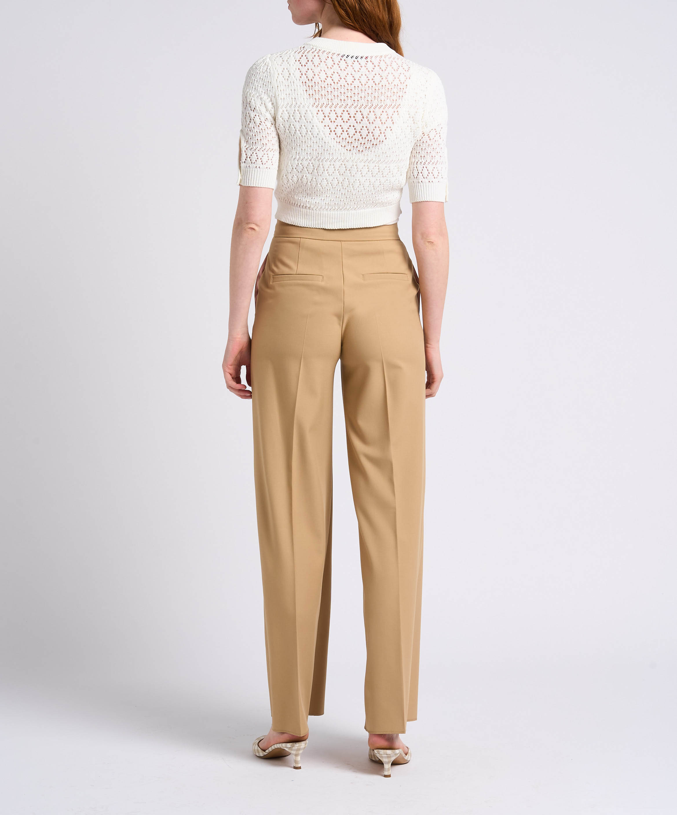 Kurzärmeliger Baumwollpullover mit Lochmuster MAX&Co. Weiss