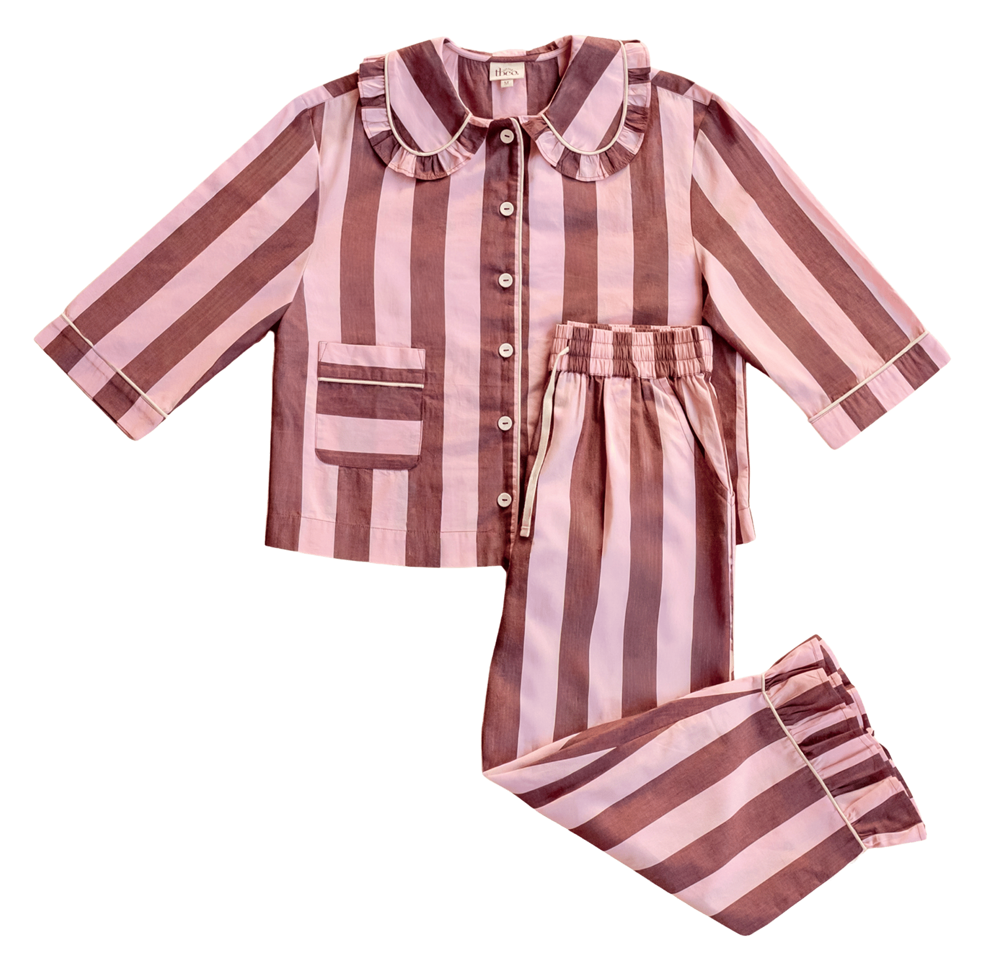 Pyjama-Set aus gestreifter Baumwolle TBCO Rosa
