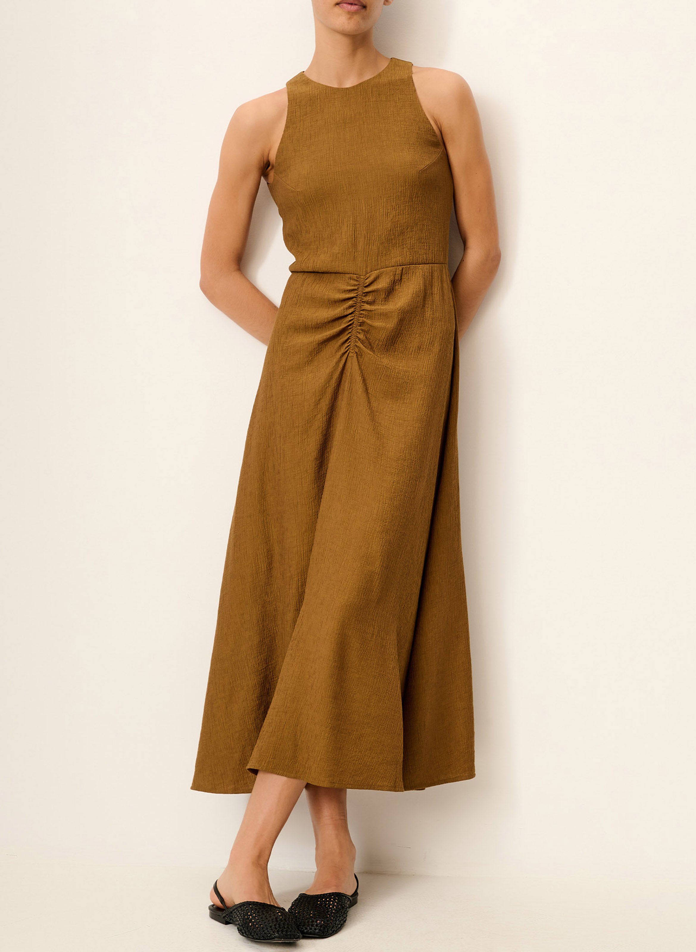 Midikleid mit Rundhalsausschnitt SESSUN Braun