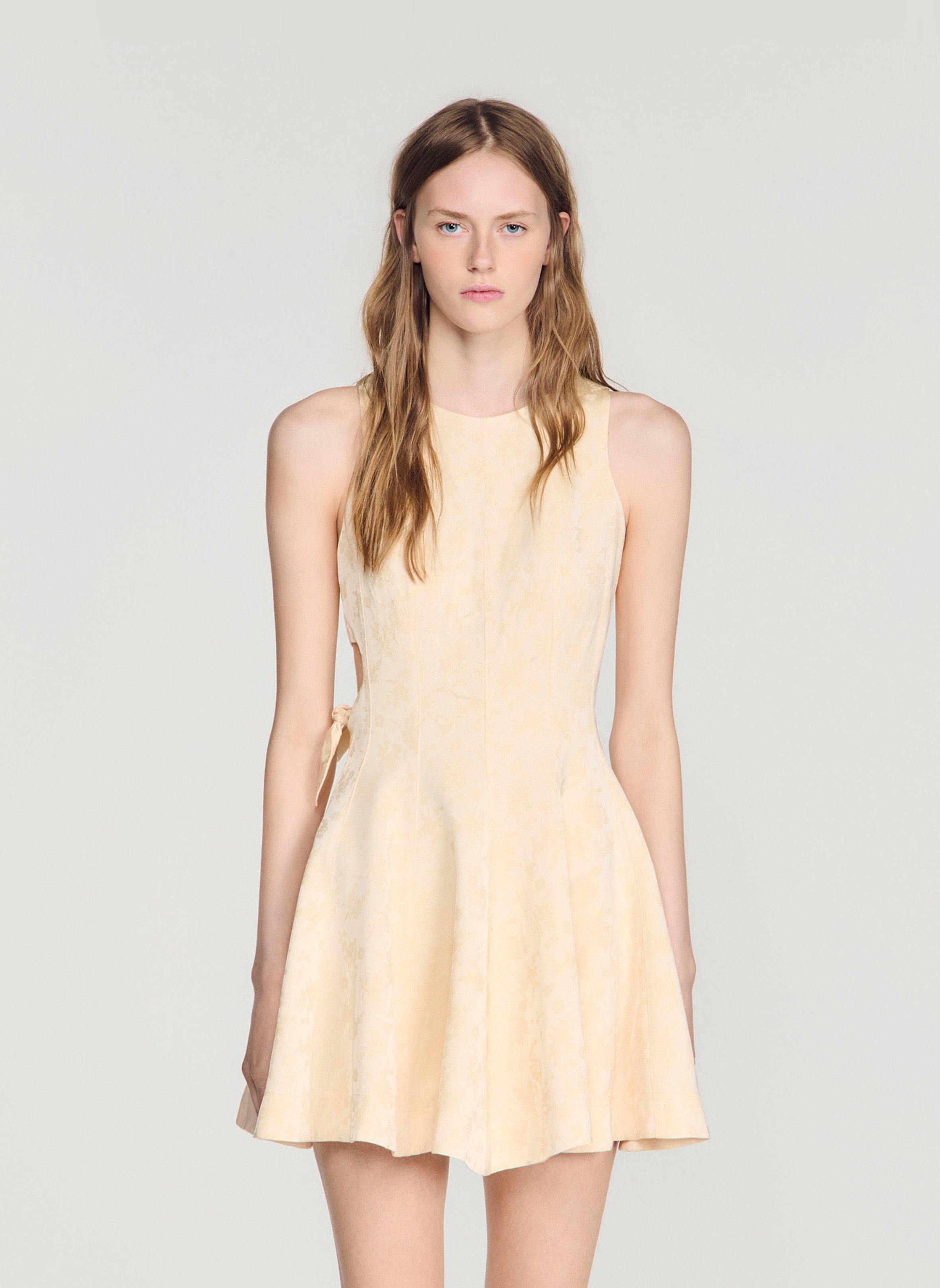 Robe courte col rond SANDRO Beige