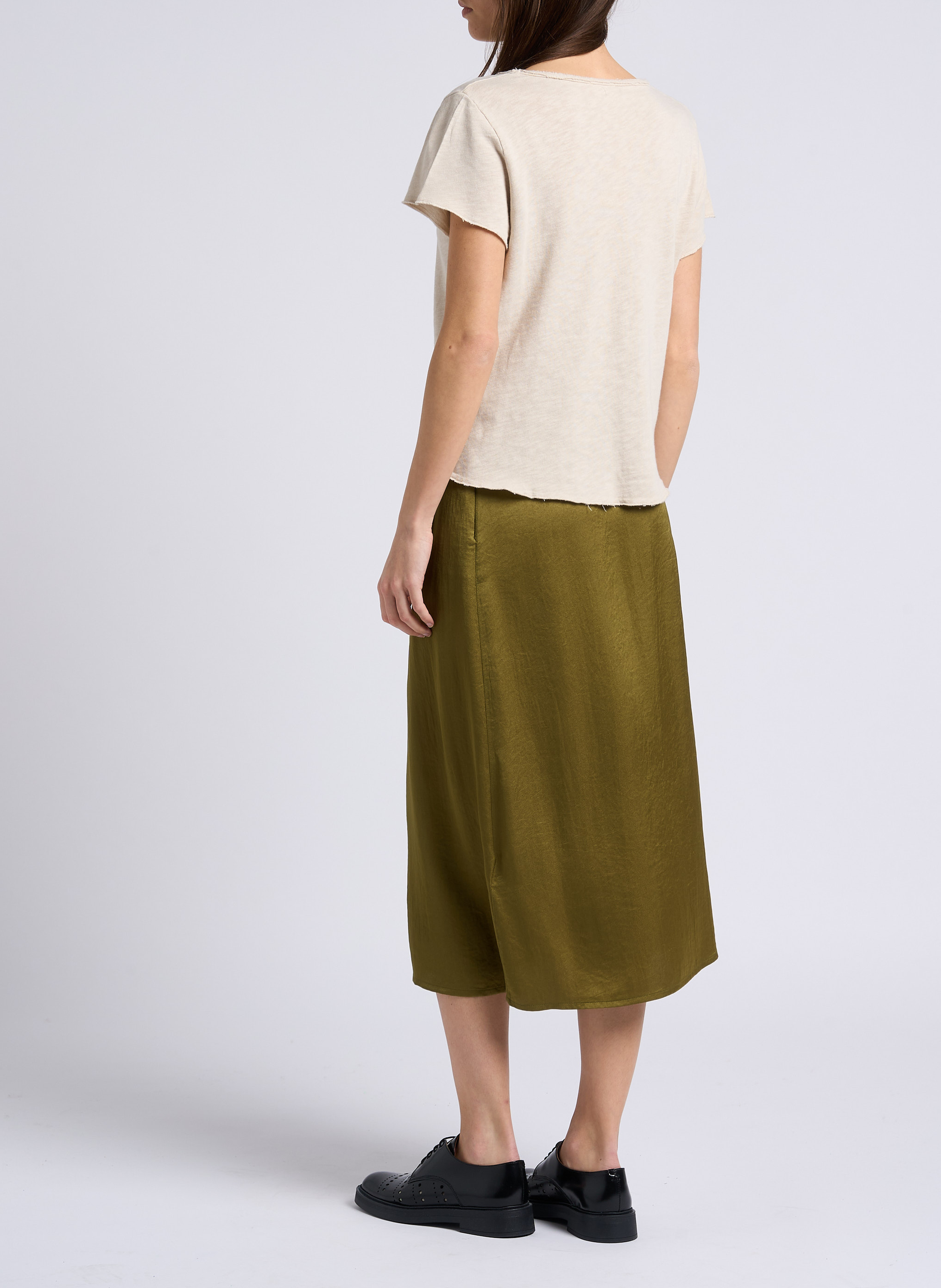 Tee-shirt droit col V en coton AMERICAN VINTAGE Beige
