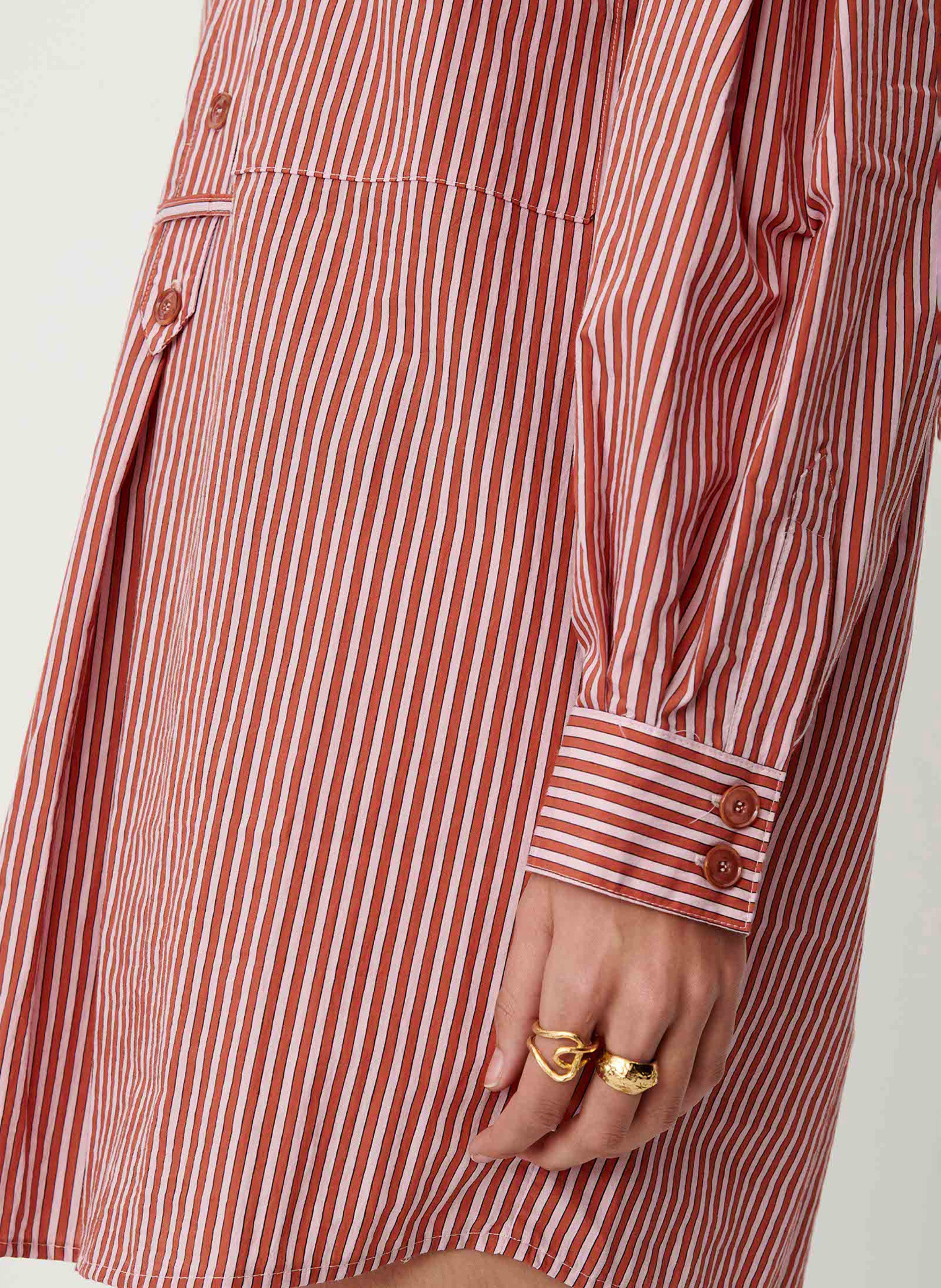 Kurzes, gestreiftes Hemdkleid SESSUN Rosa